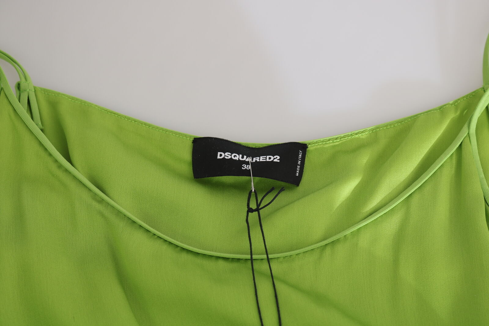 Groene spaghettibandjes lange A-lijn geplooide jurk
