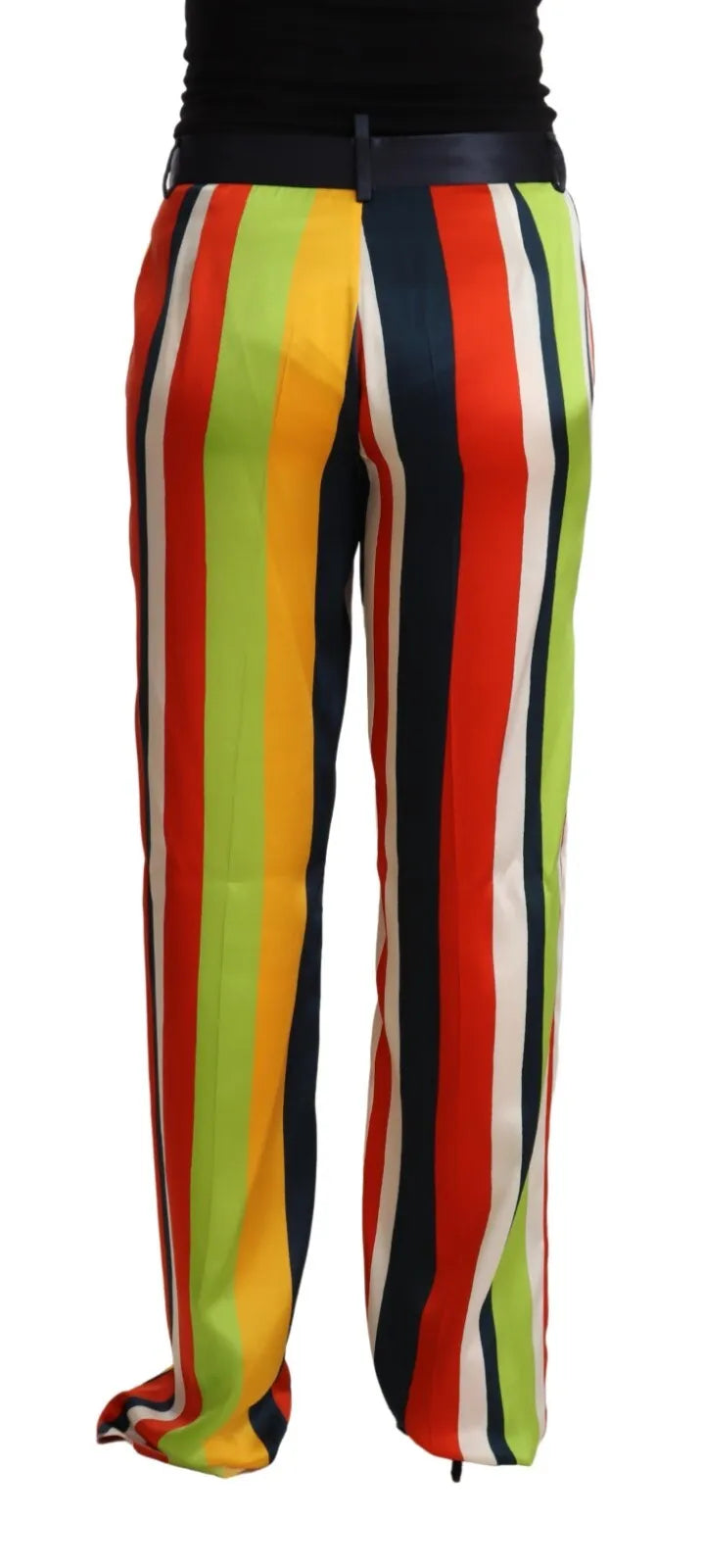 Multicolor gestreepte rechte broek met middelhoge taille
