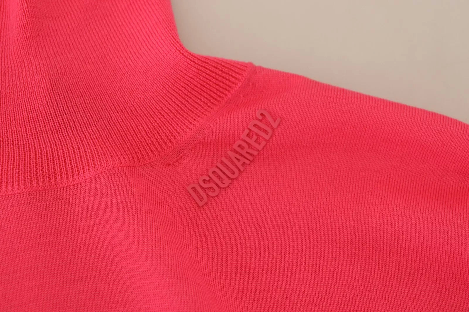 Roze effen lange mouwen coltrui casual