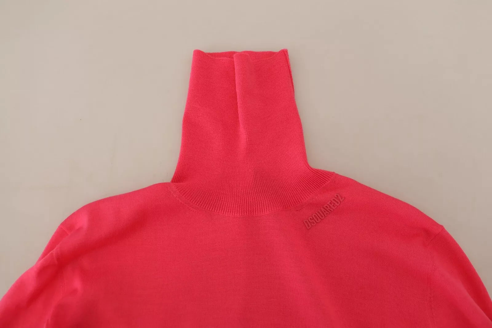 Roze effen lange mouwen coltrui casual