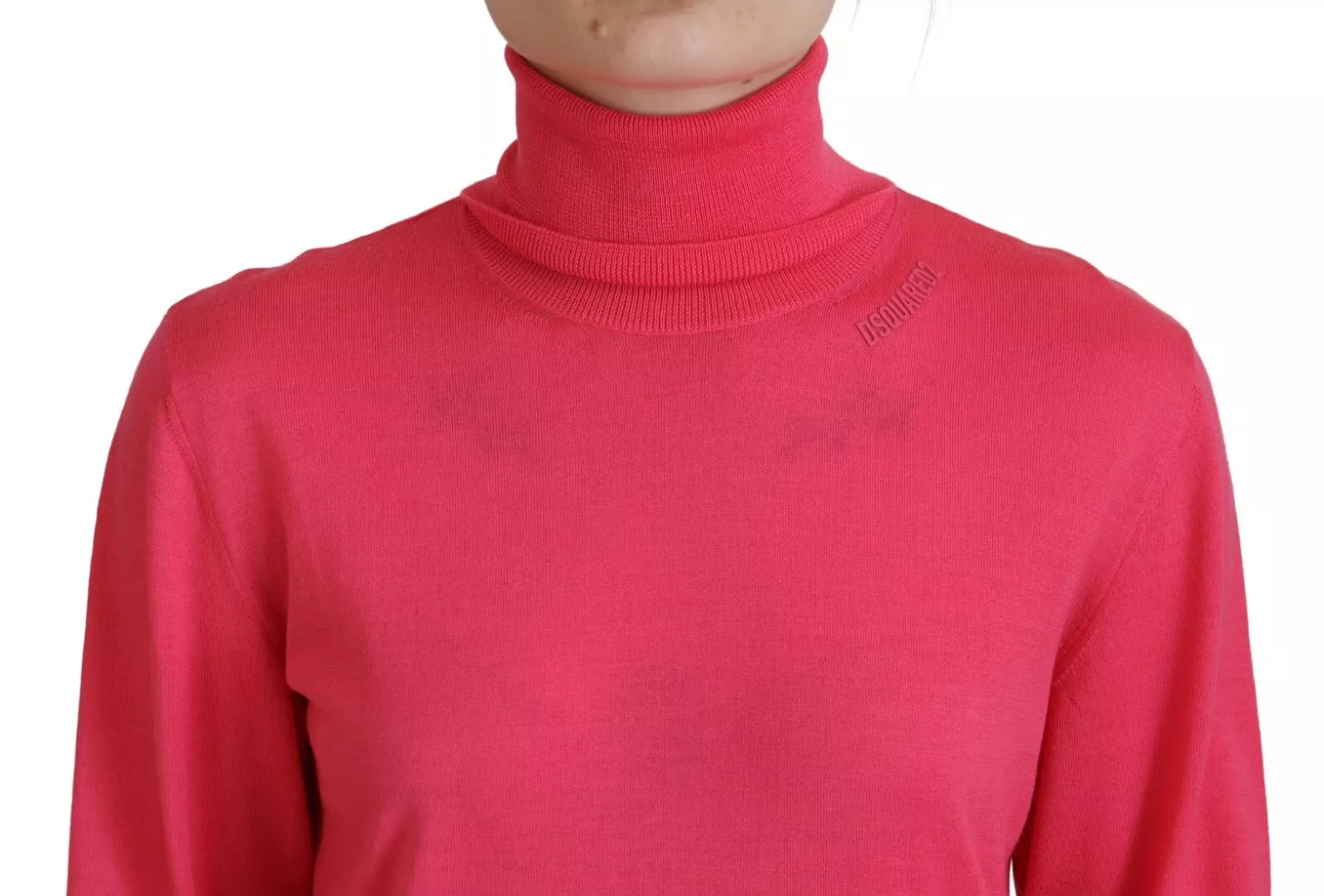 Roze effen lange mouwen coltrui casual