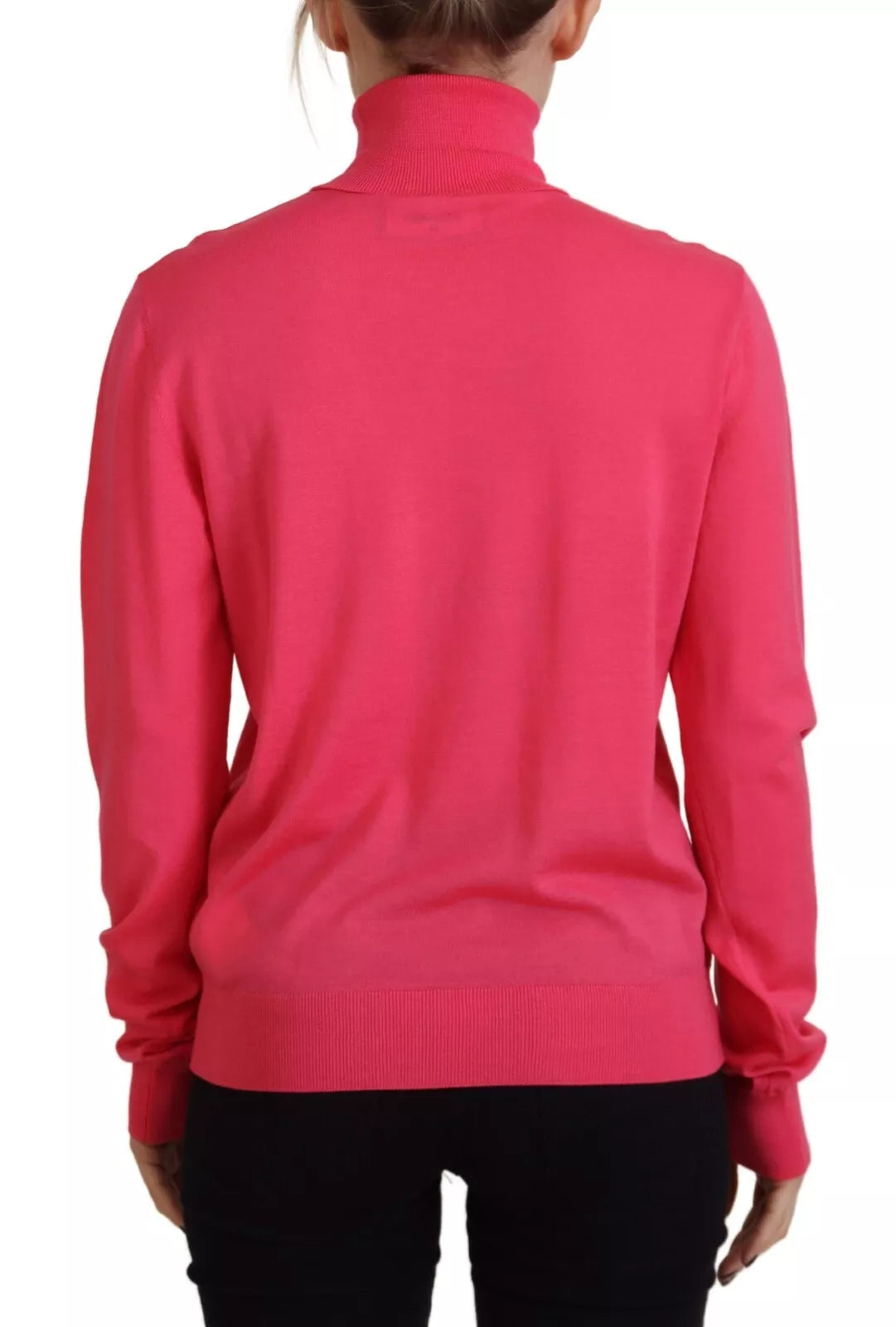 Roze effen lange mouwen coltrui casual
