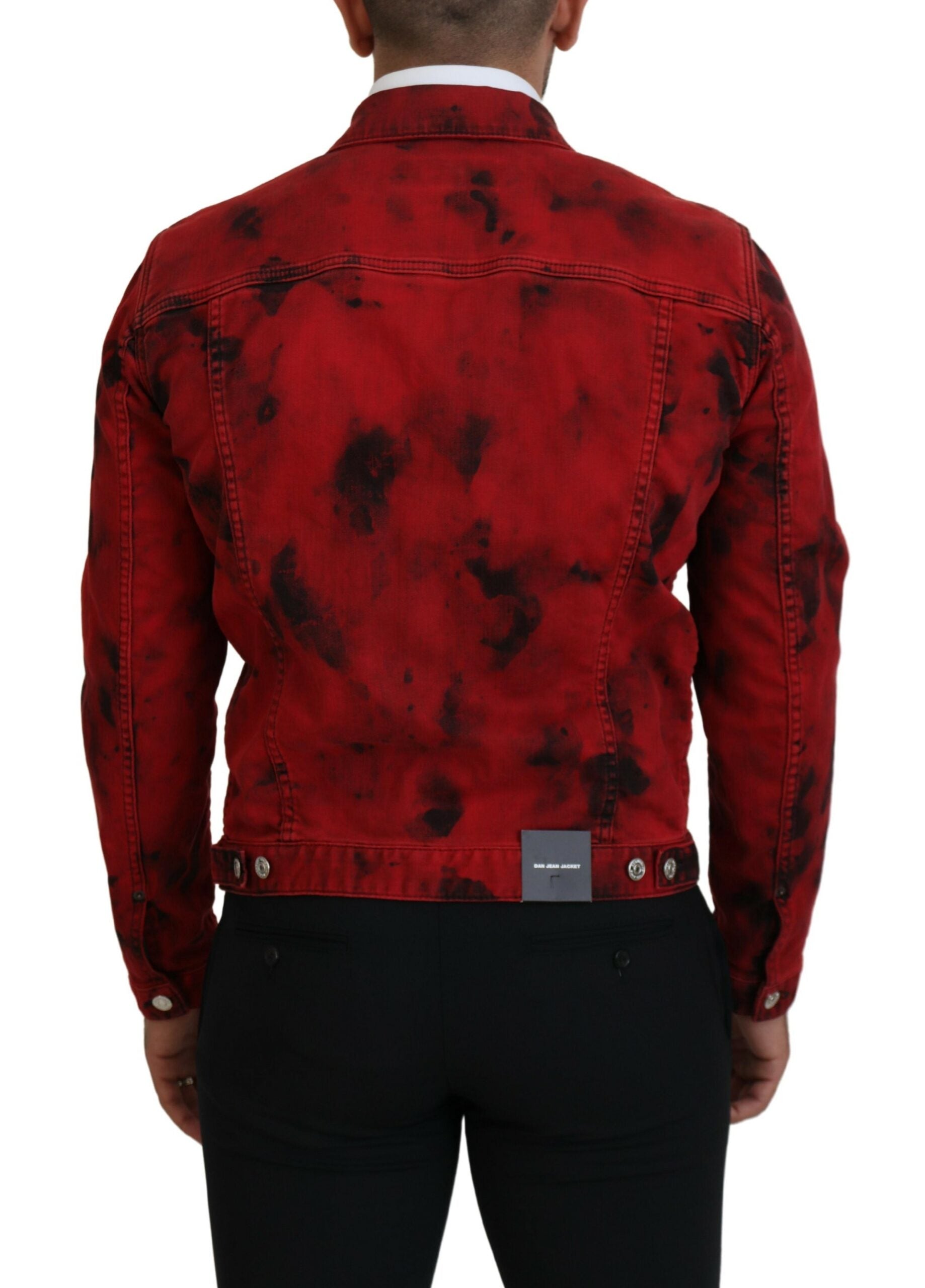 Rood zwart tie dye kraag heren spijkerjack