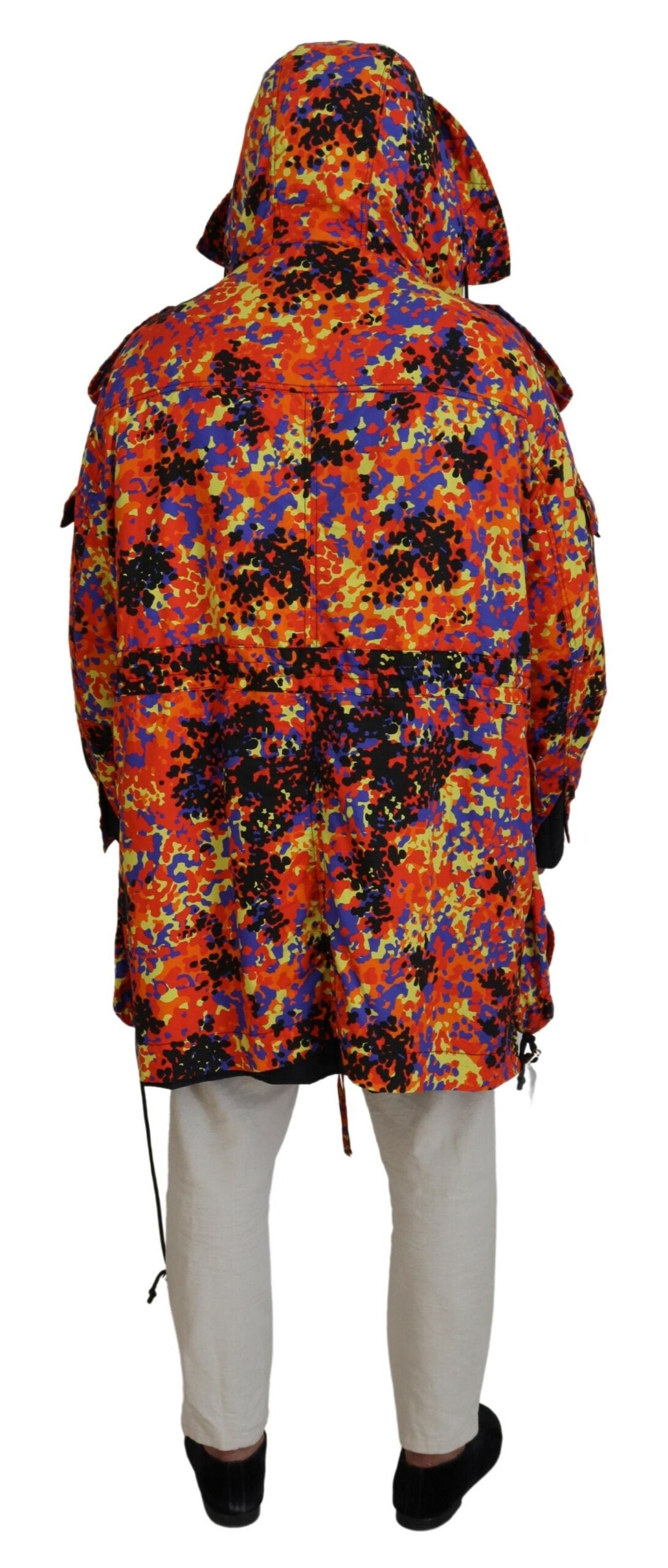 Multicolor lange cargojas met capuchon en zakken