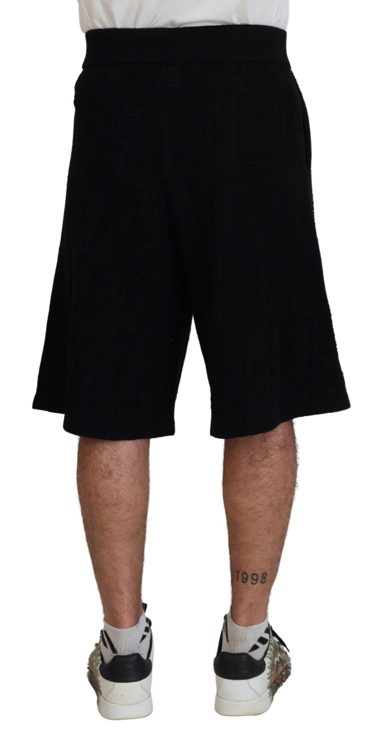 Zwarte effen pull-on heren casual bermuda shorts