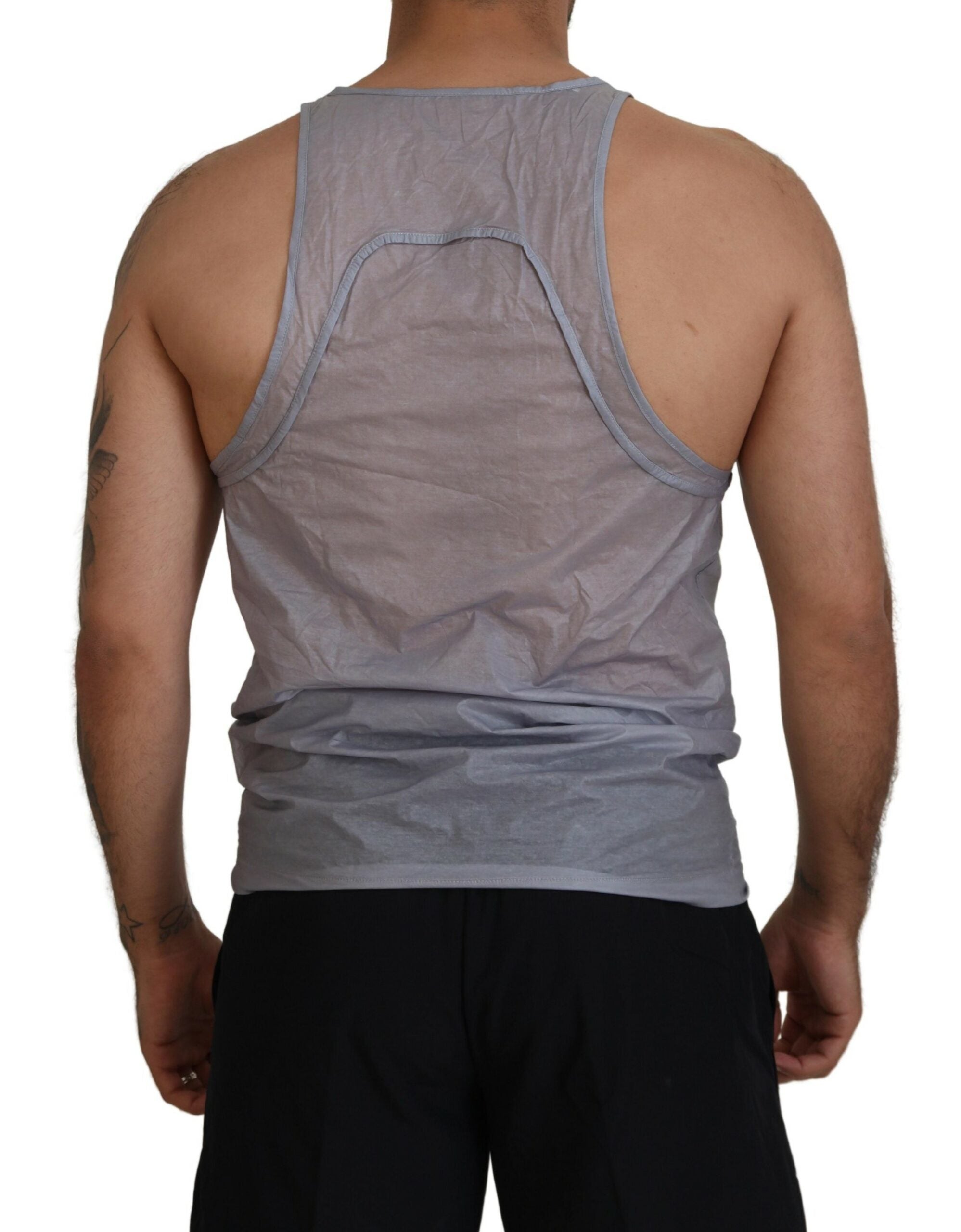 Lichtgrijs katoenen mouwloos tanktopje voor heren
