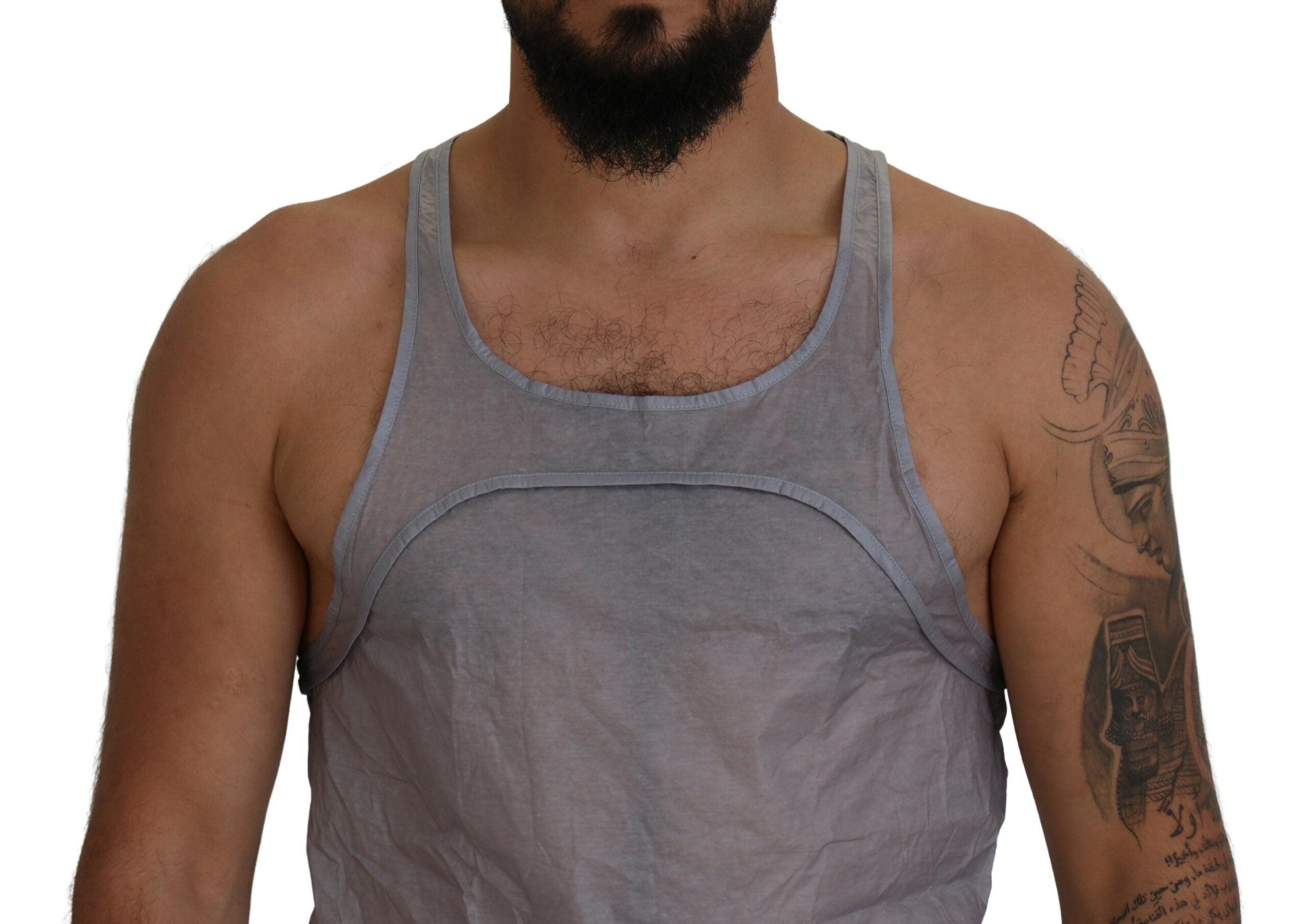 Lichtgrijs katoenen mouwloos tanktopje voor heren