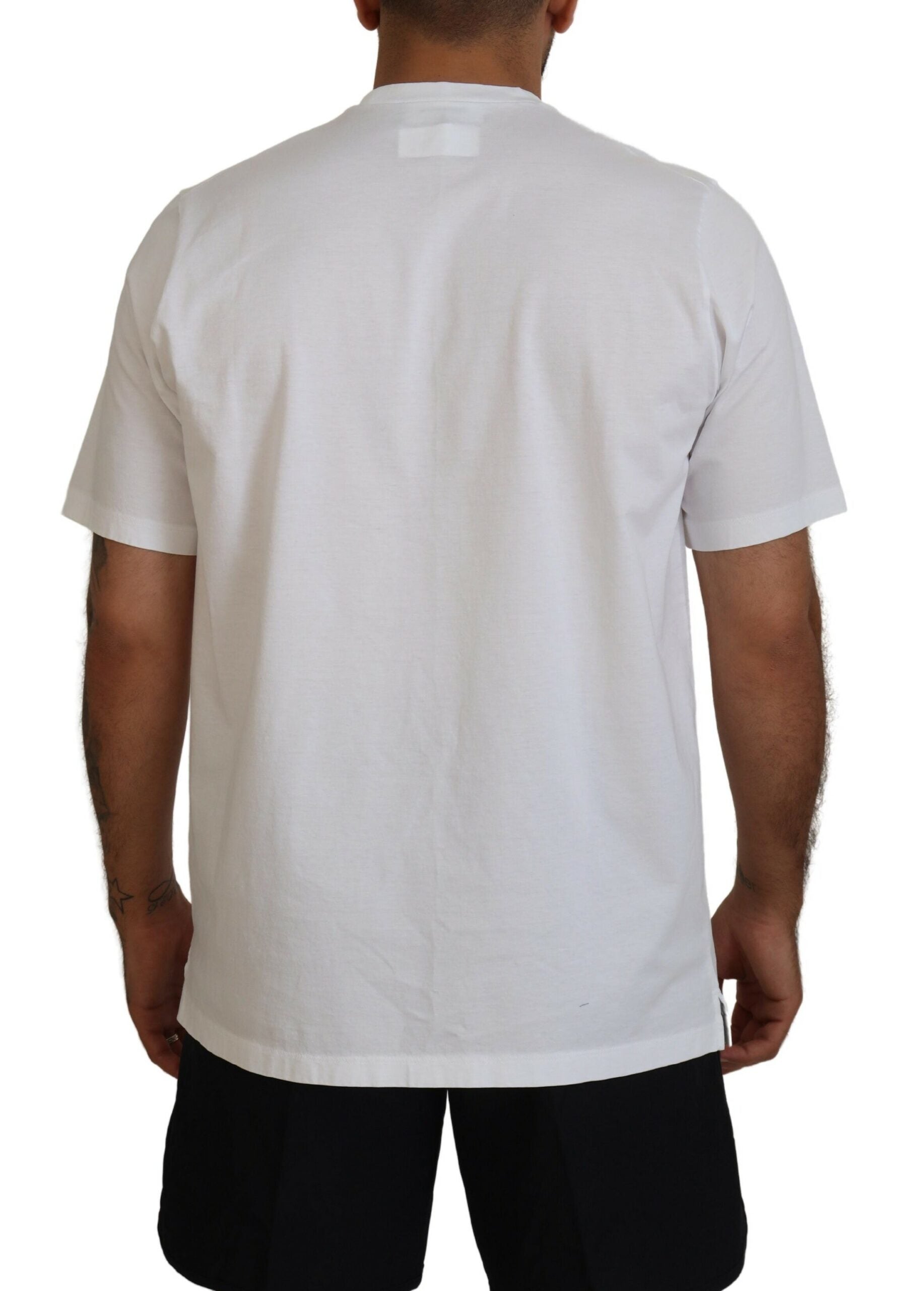 Wit katoenen T-shirt met korte mouwen en ronde hals