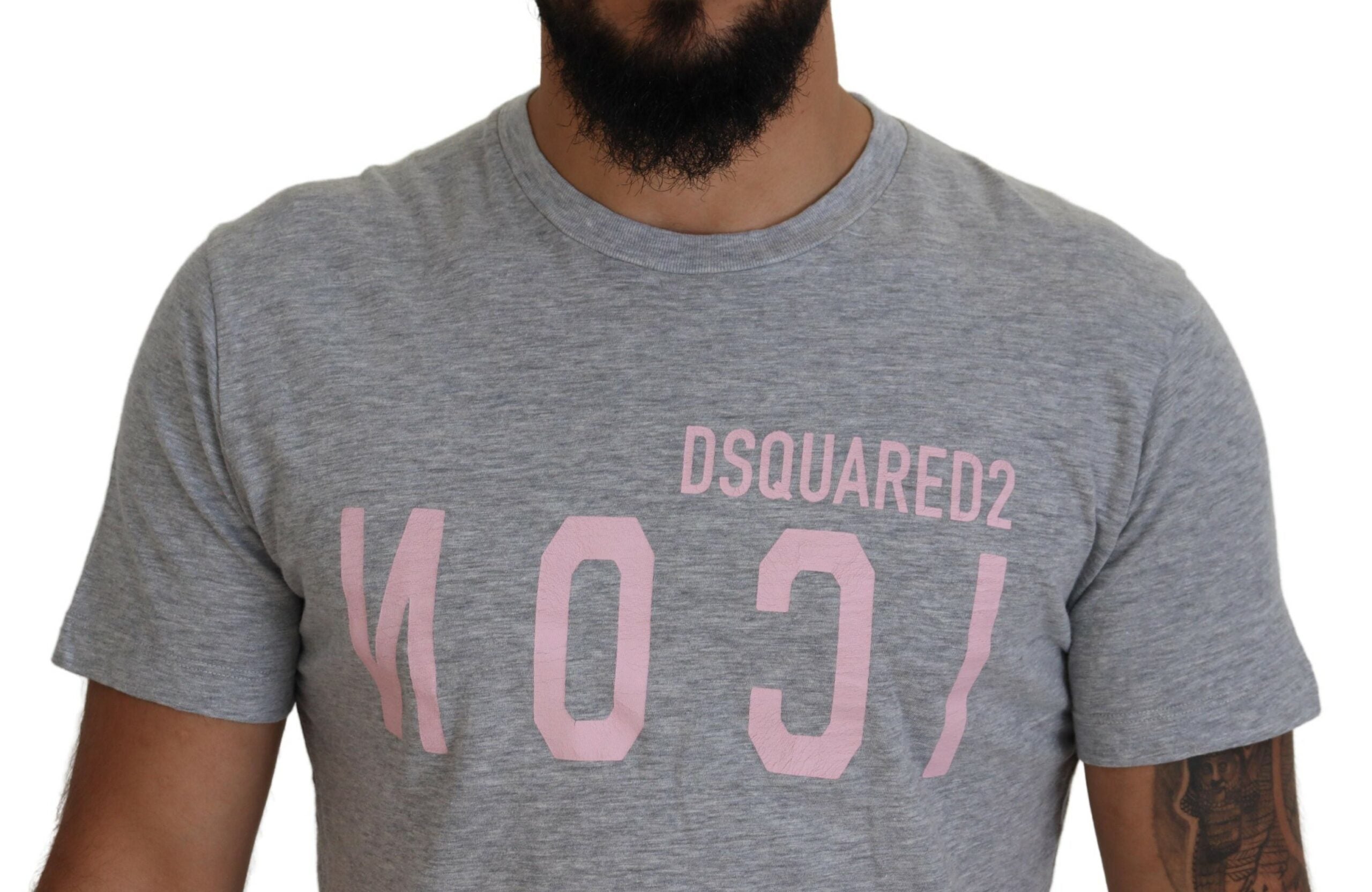 Grijs logo katoenen T-shirt met korte mouwen en ronde hals