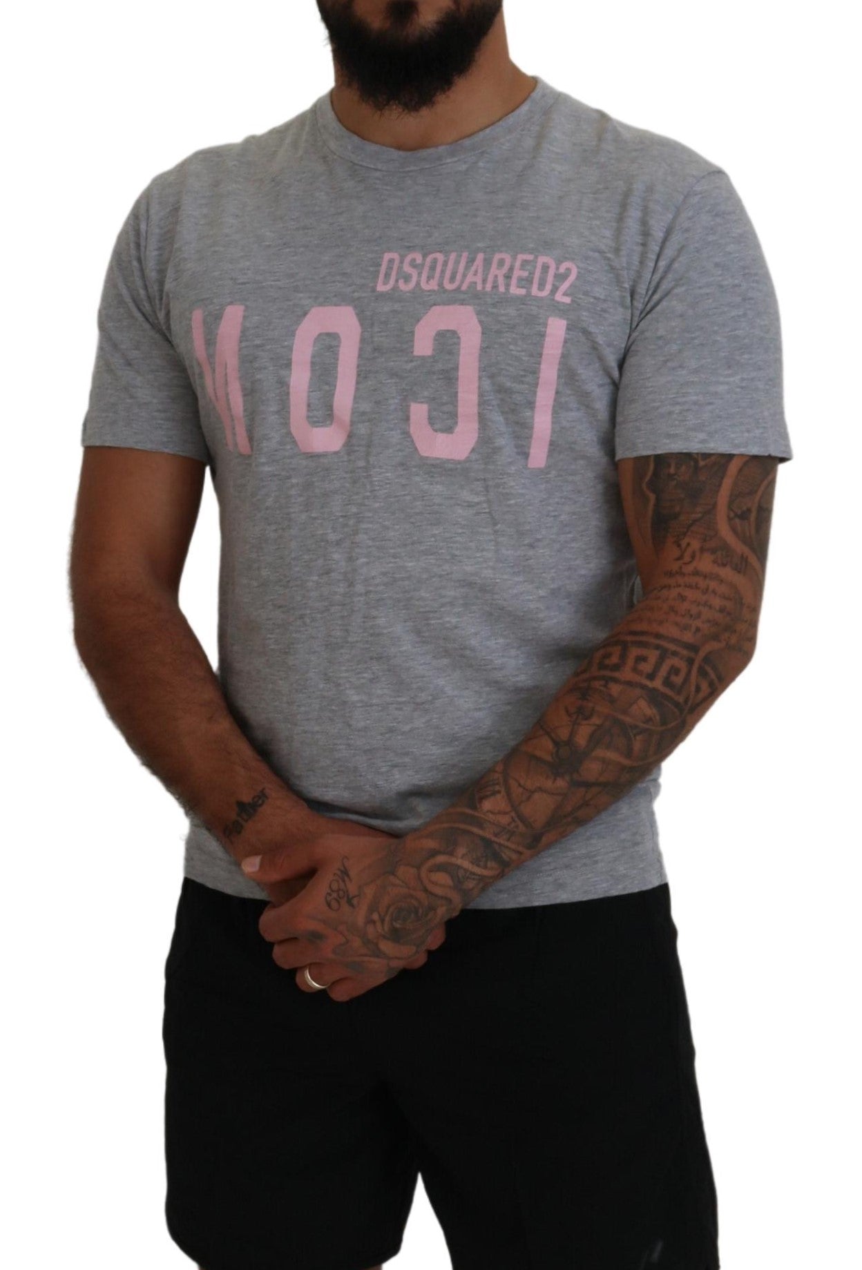 Grijs logo katoenen T-shirt met korte mouwen en ronde hals