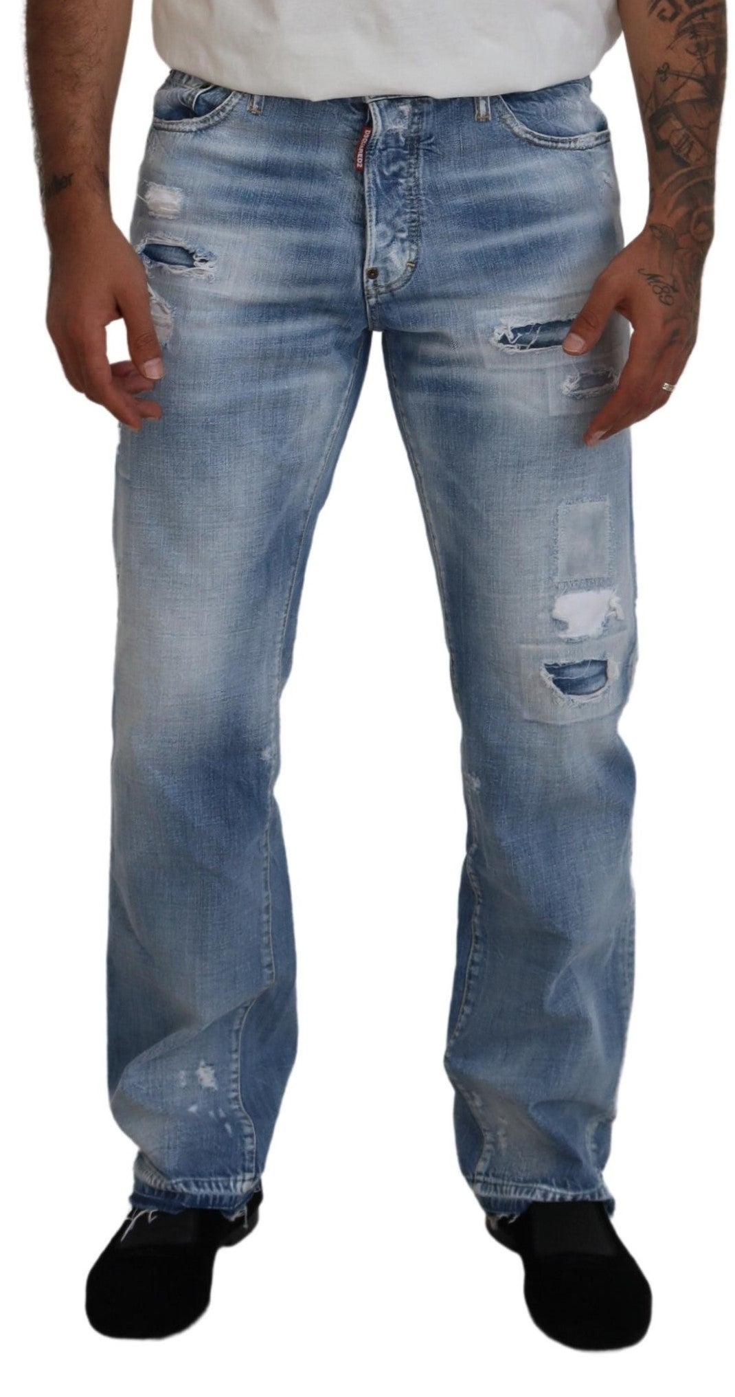 Blauwe gewassen rechte heren casual denim jeans