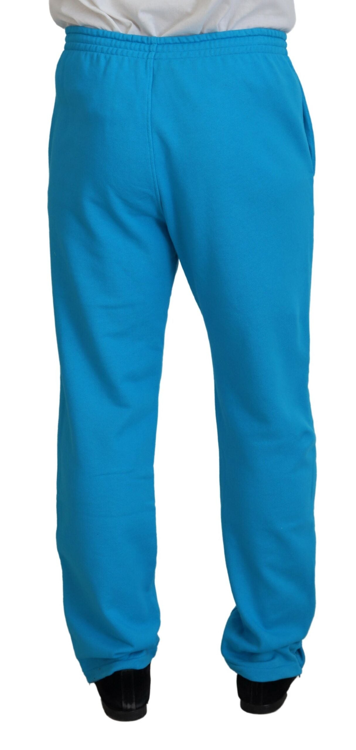 Lichtblauwe katoenen casual broek met logoprint