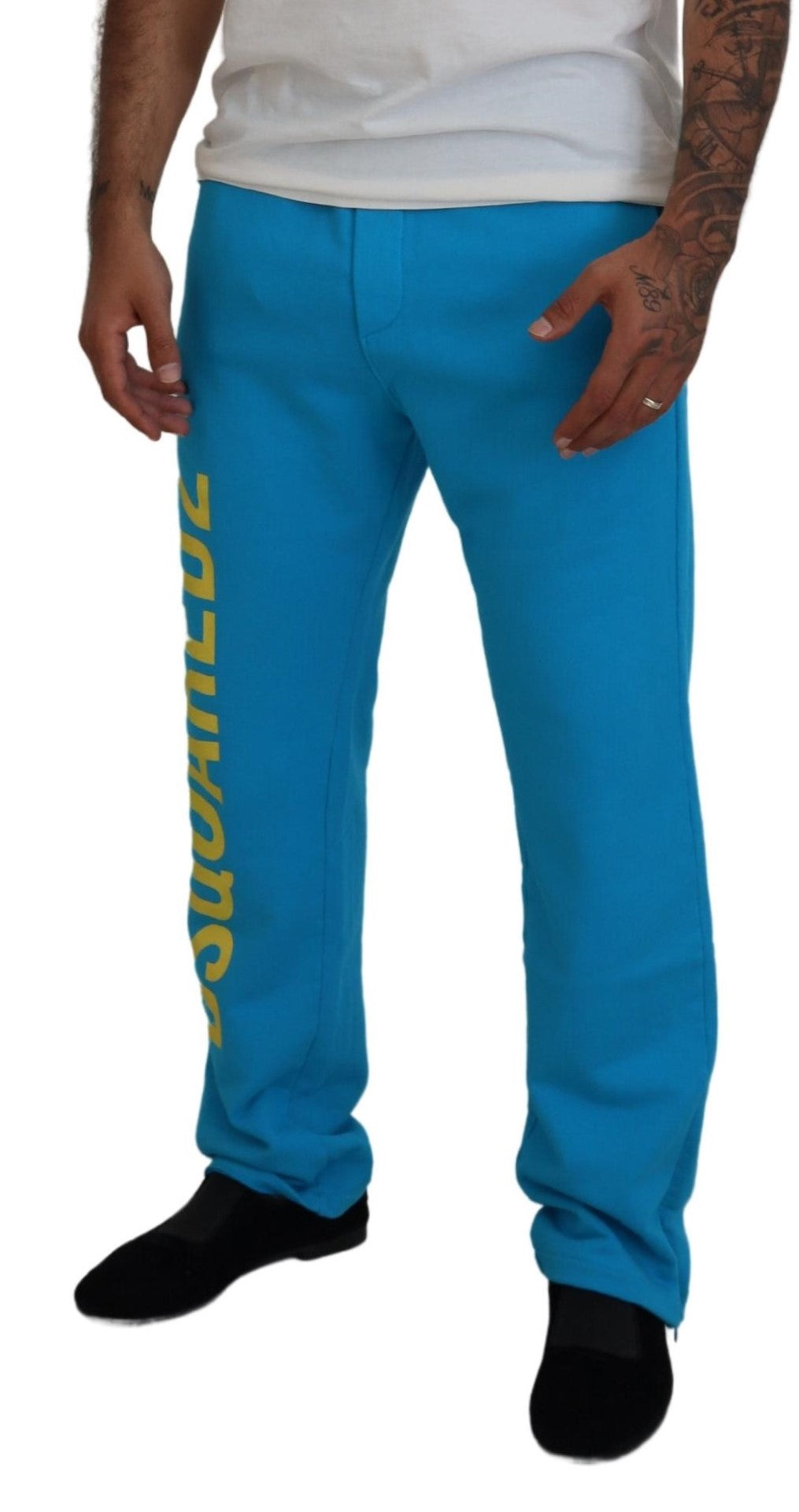 Lichtblauwe katoenen casual broek met logoprint