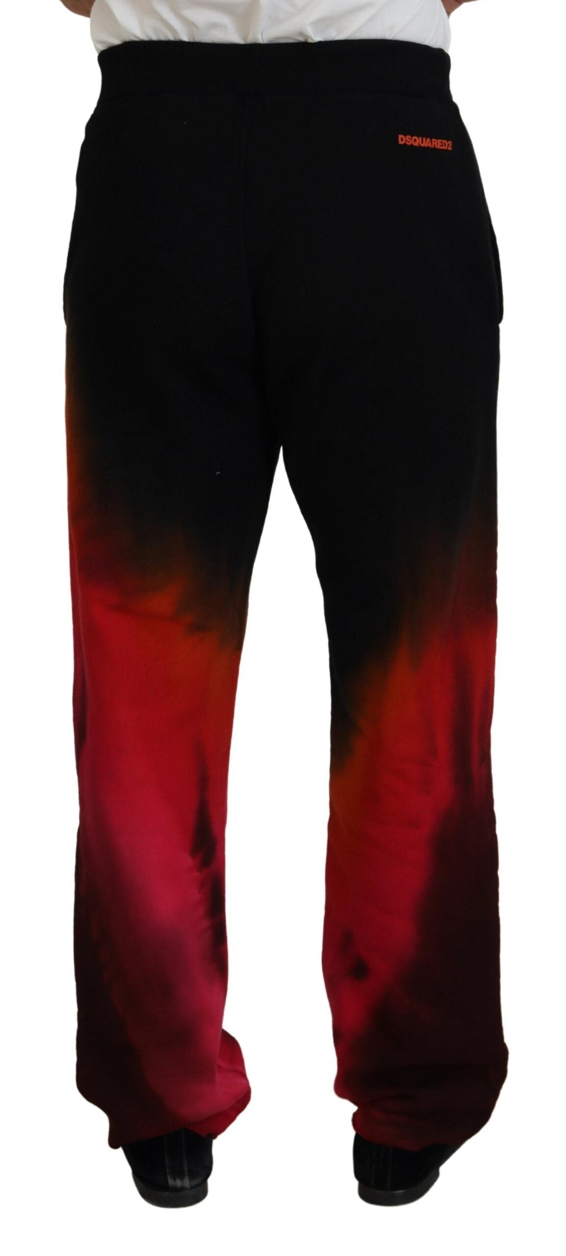 Zwarte rode katoenen casual broek met logoprint