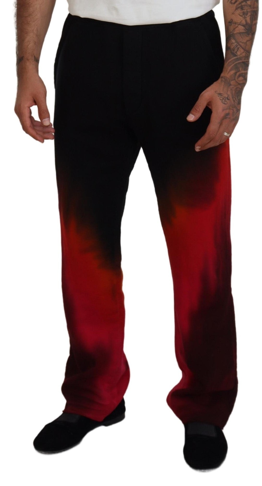 Zwarte rode katoenen casual broek met logoprint