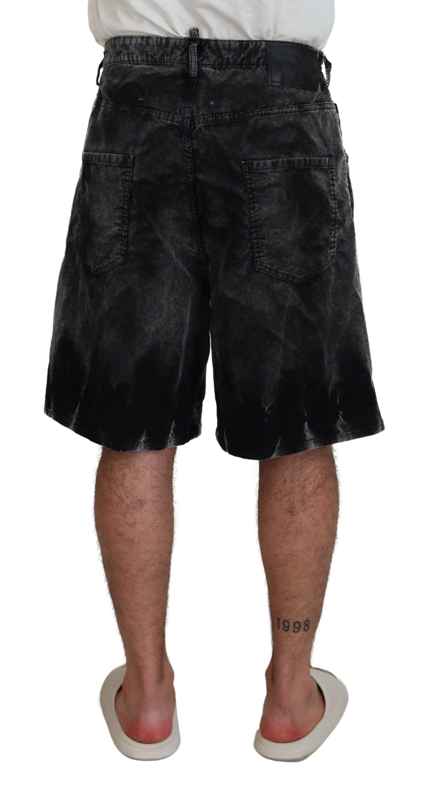 Grijze katoenen corduroy bermudashorts