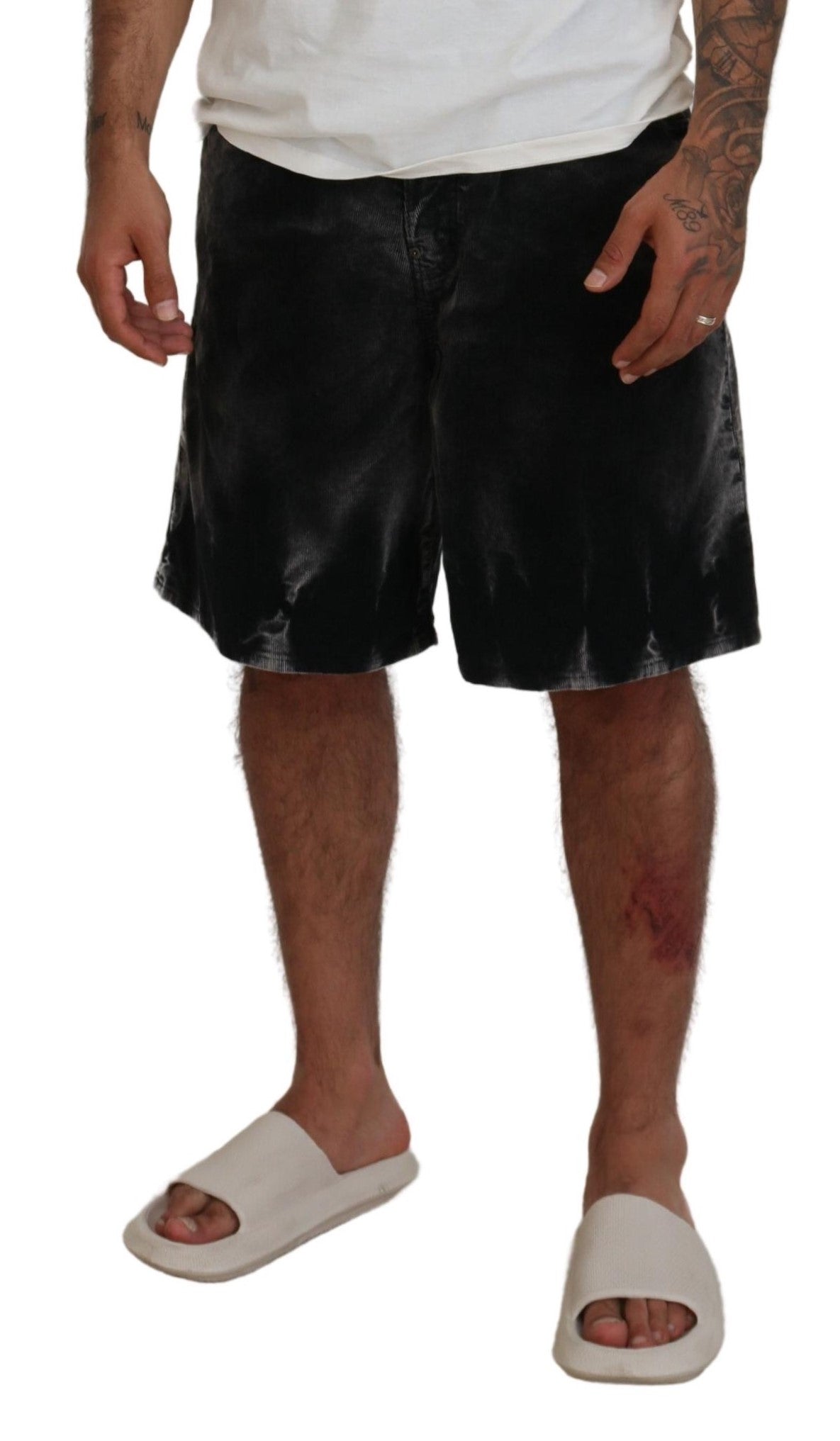Grijze katoenen corduroy bermudashorts