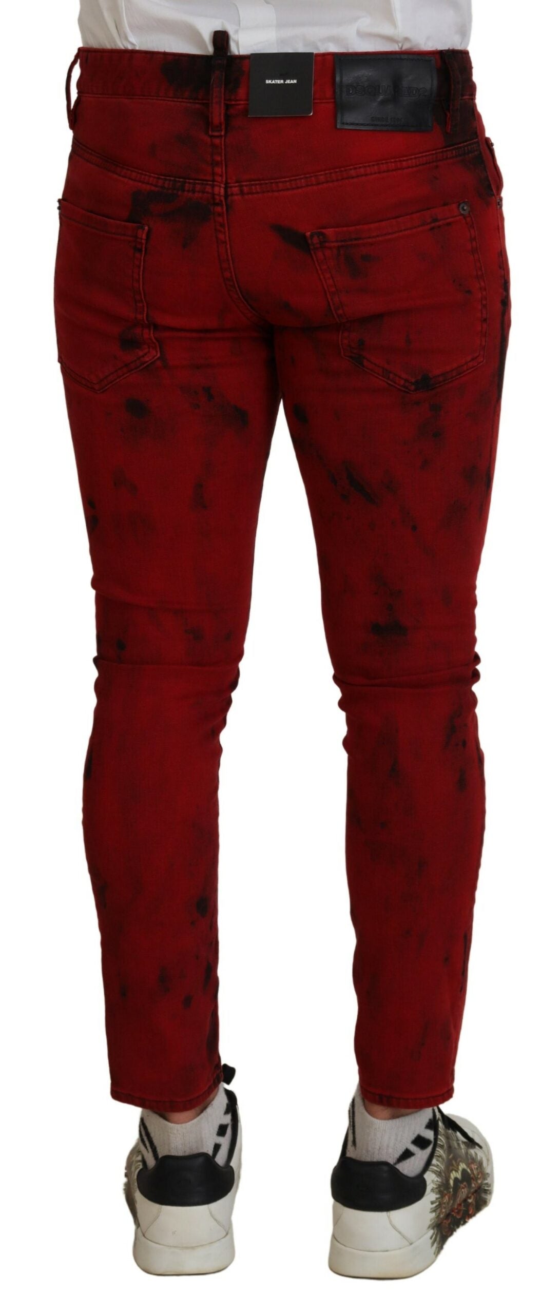 Rode katoenen tie-dye skinny casual denim jeans
