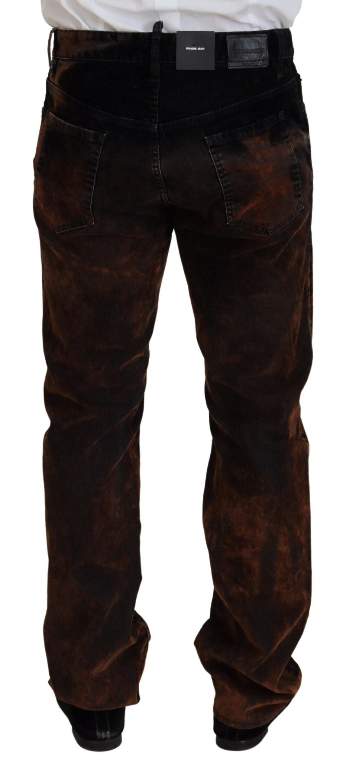 Bruine gewassen katoenen rechte jeans met casual pasvorm