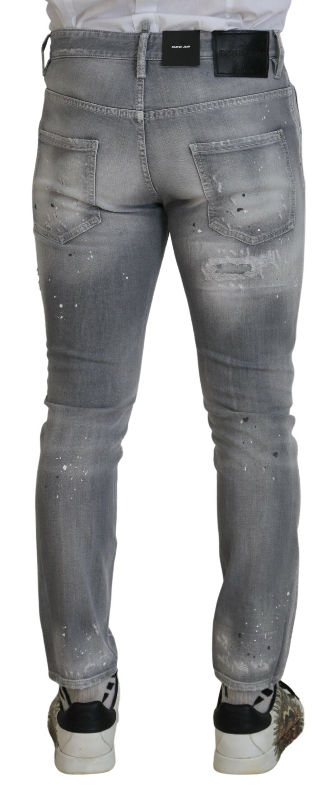 Grijs gewassen katoenen slim fit casual heren denim jeans