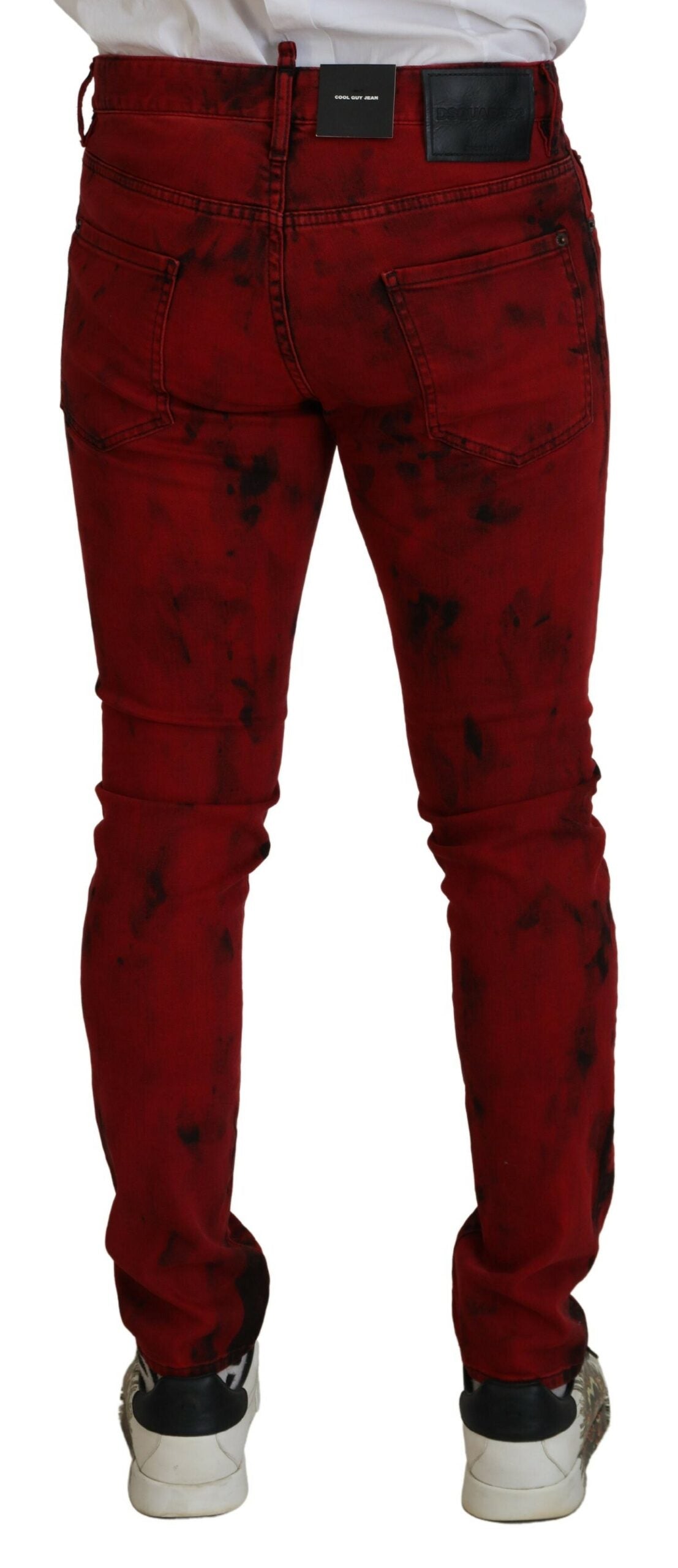 Rode katoenen tie-dye skinny casual heren denim jeans