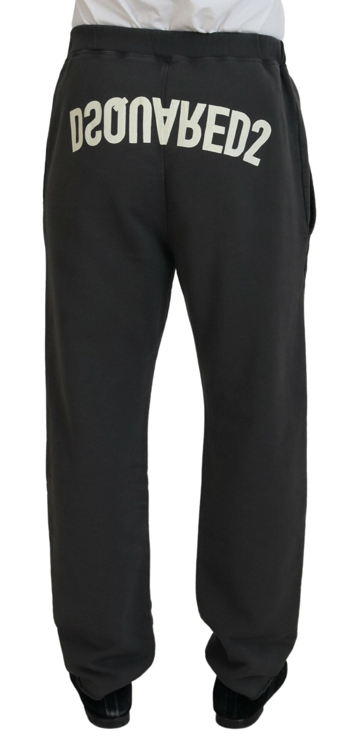 Donkergrijze katoenen heren casual gescheurde broek