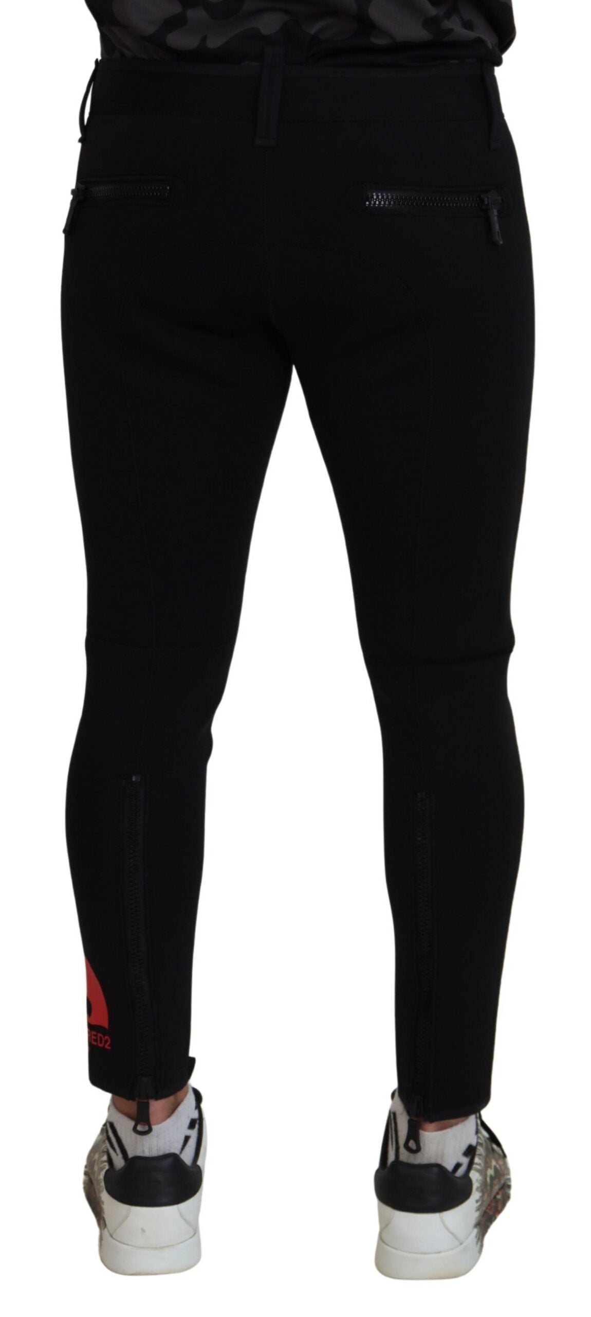Slim fit polyamide broek met logoprint op de rug