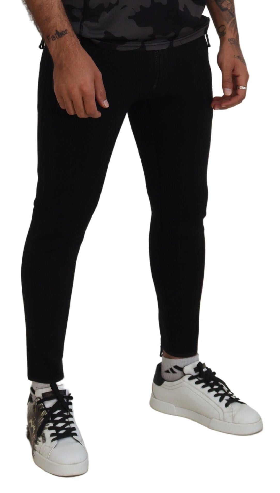 Slim fit polyamide broek met logoprint op de rug