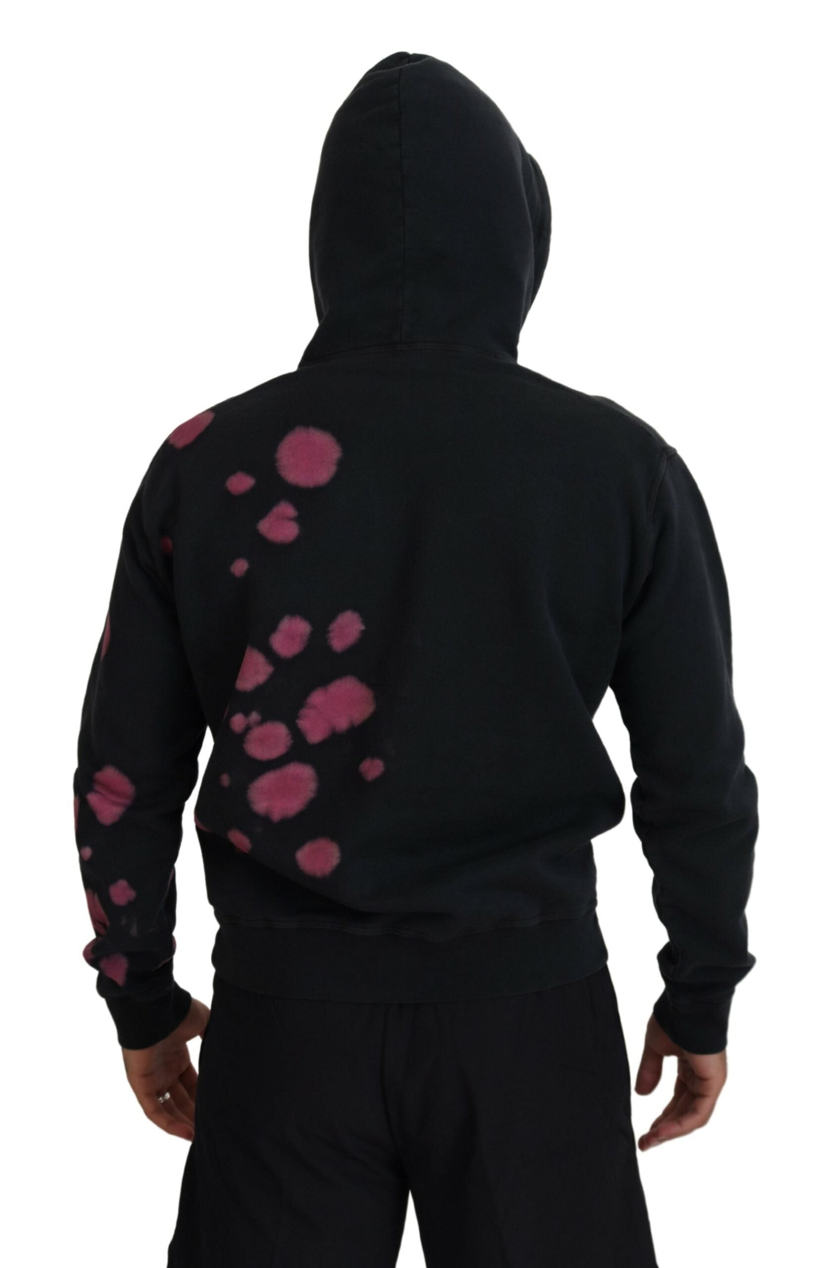 Zwarte Tie Dye katoenen sweatshirt met capuchon