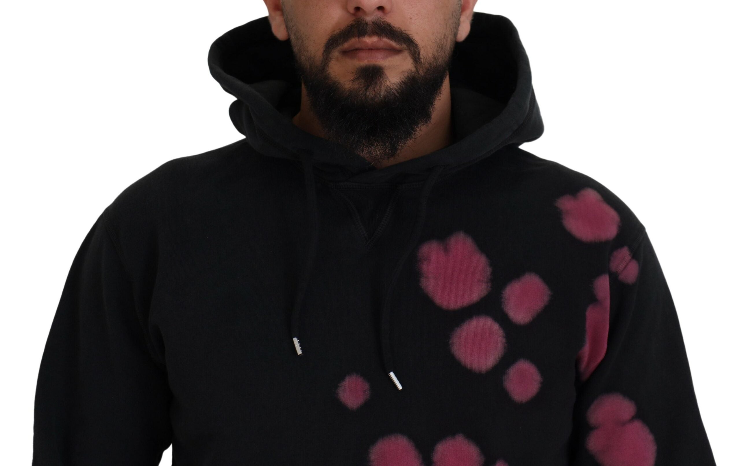 Zwarte Tie Dye katoenen sweatshirt met capuchon