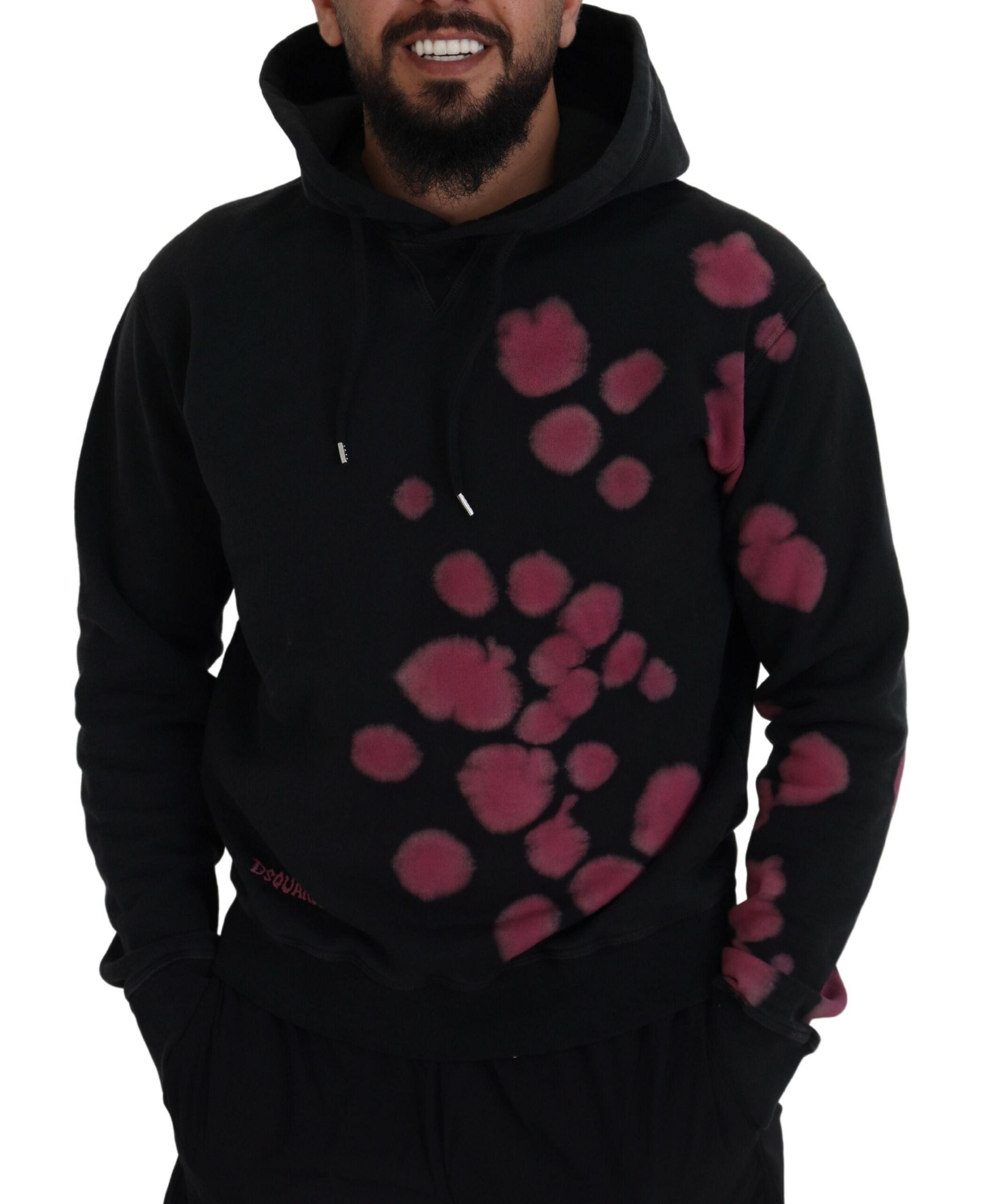 Zwarte Tie Dye katoenen sweatshirt met capuchon