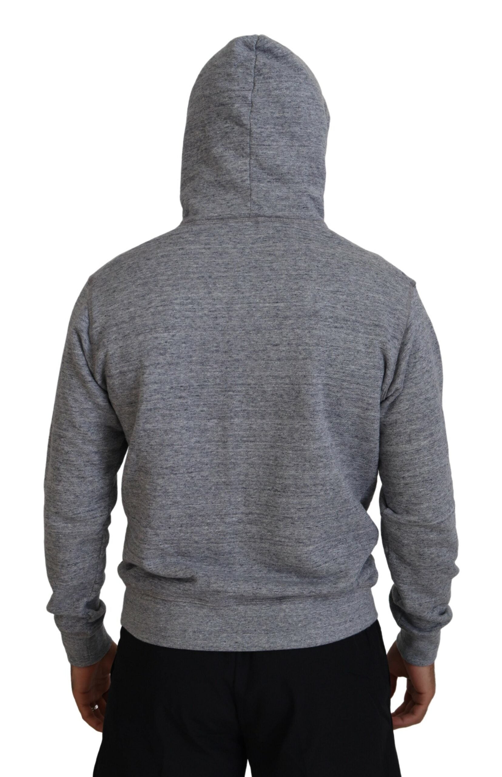 Grijze katoenen hoodie met logoprint voor heren