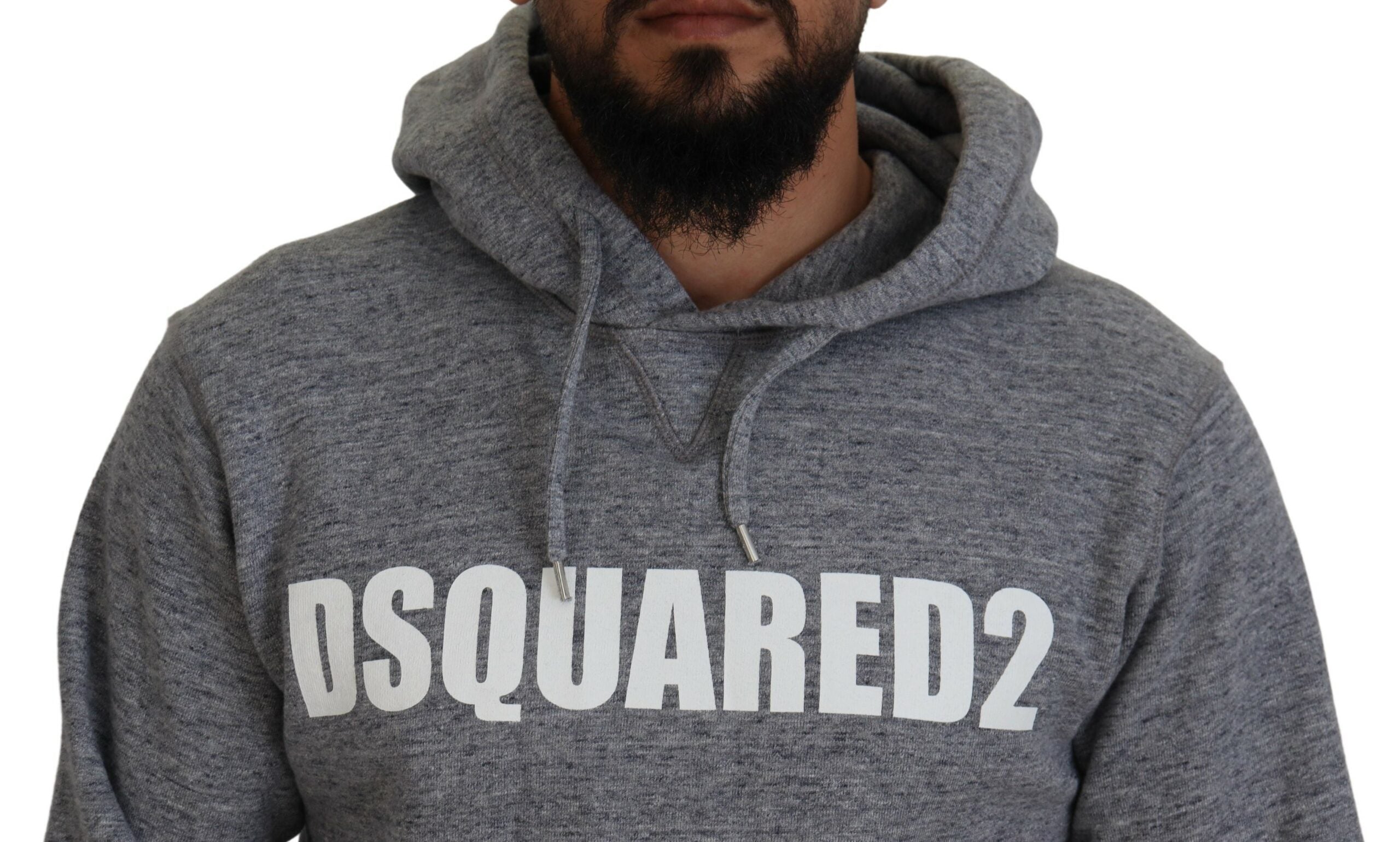 Grijze katoenen hoodie met logoprint voor heren