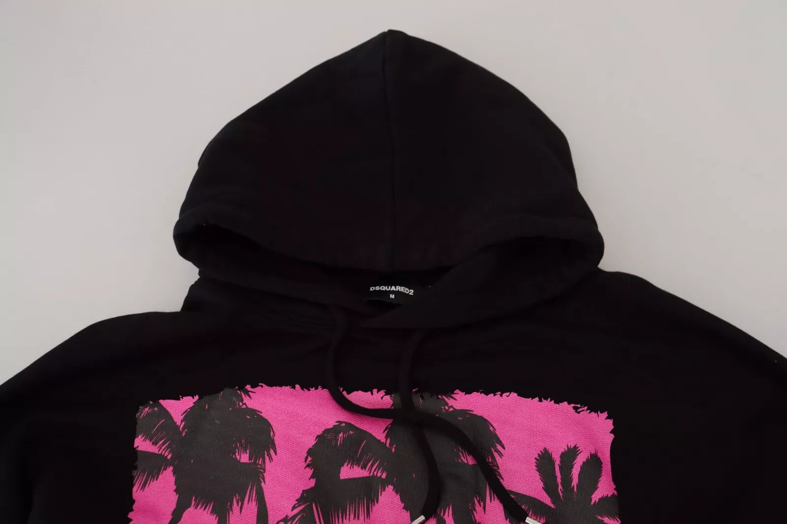 Zwarte katoenen hoodie met capuchon en print voor heren