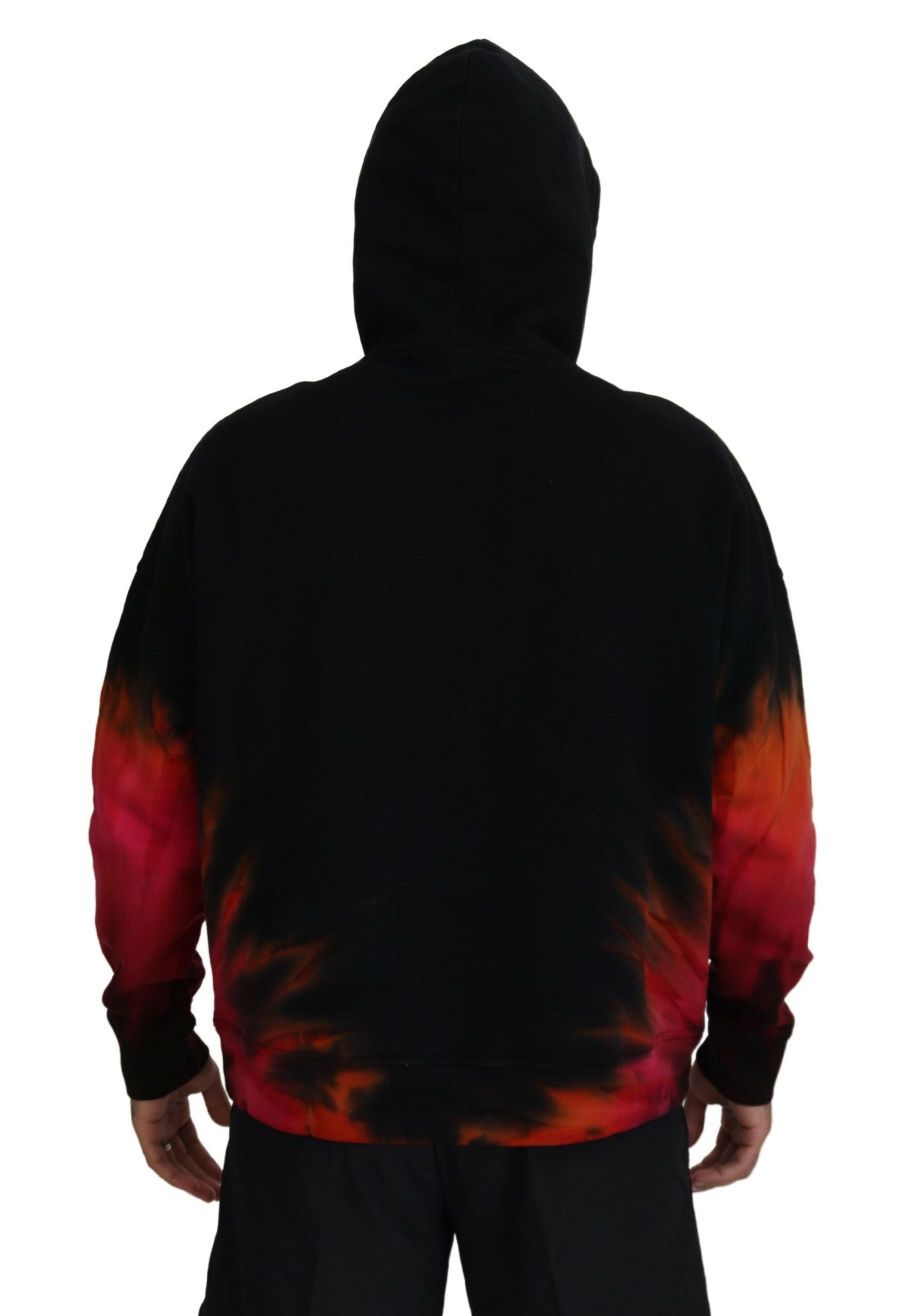 Zwarte rode katoenen tie-dye hoodie met capuchon