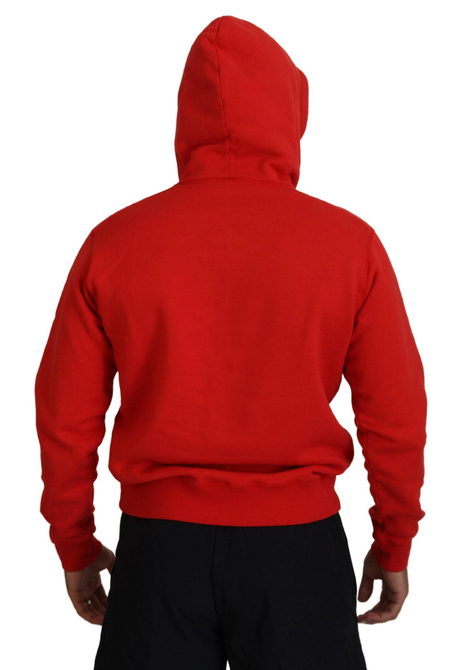 Rode katoenen hoodie met capuchon en print voor heren