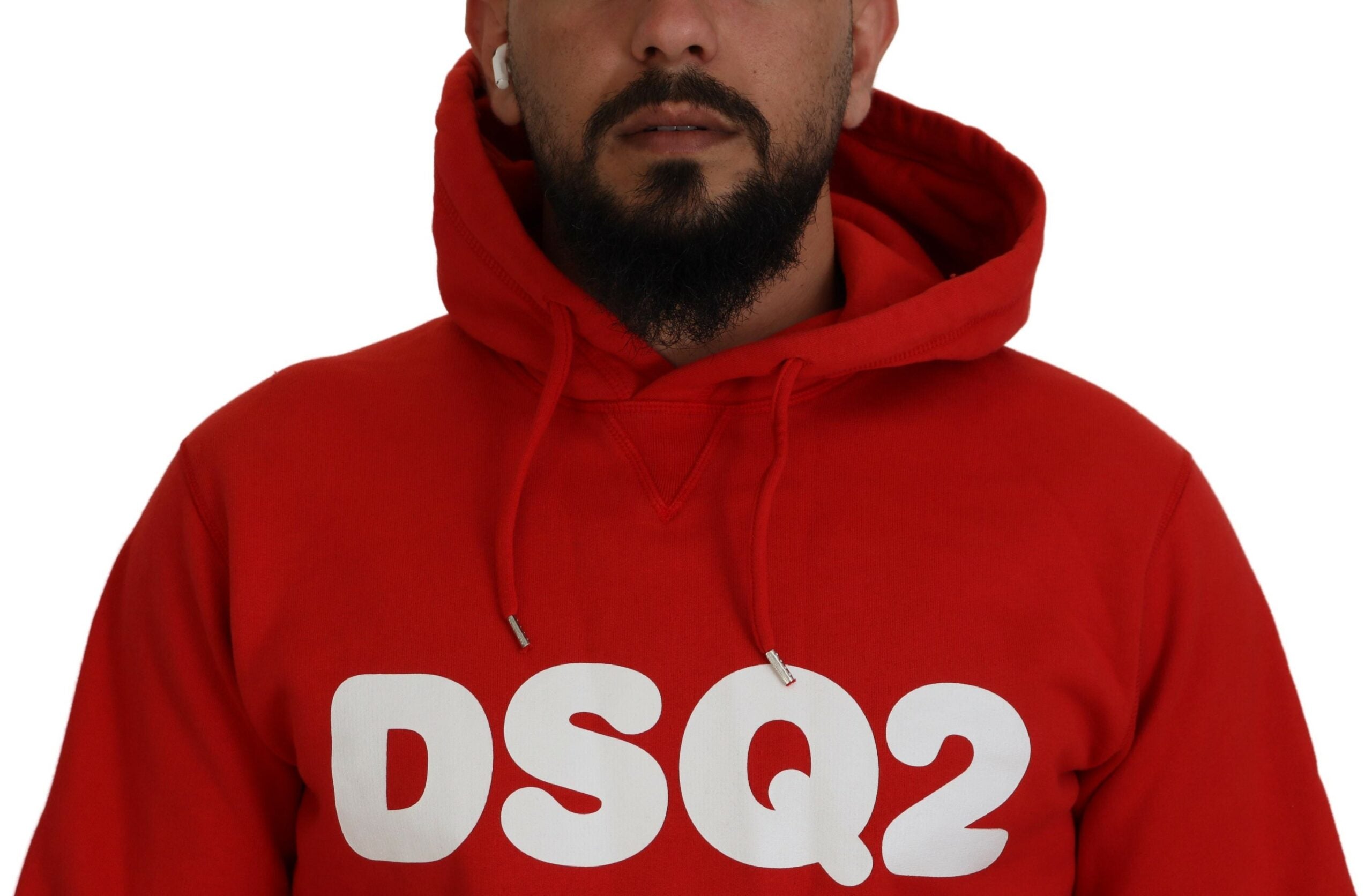 Rode katoenen hoodie met capuchon en print voor heren