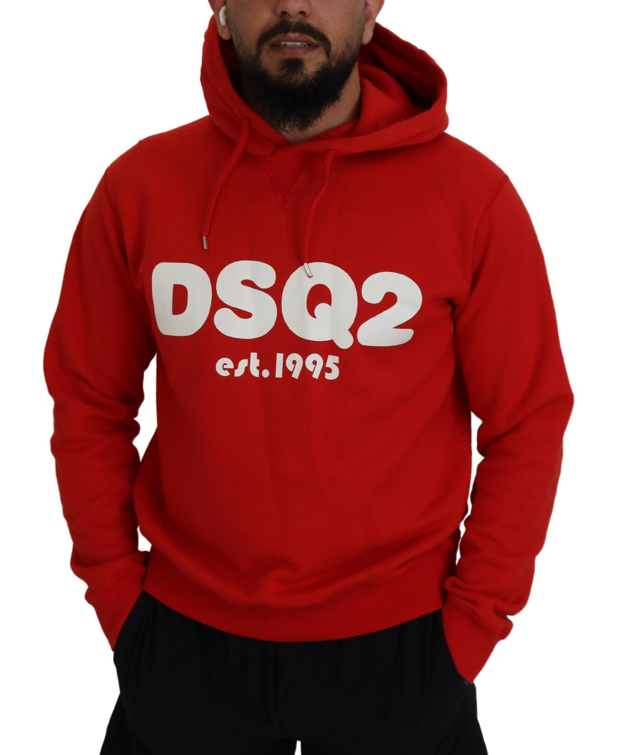 Rode katoenen hoodie met capuchon en print voor heren