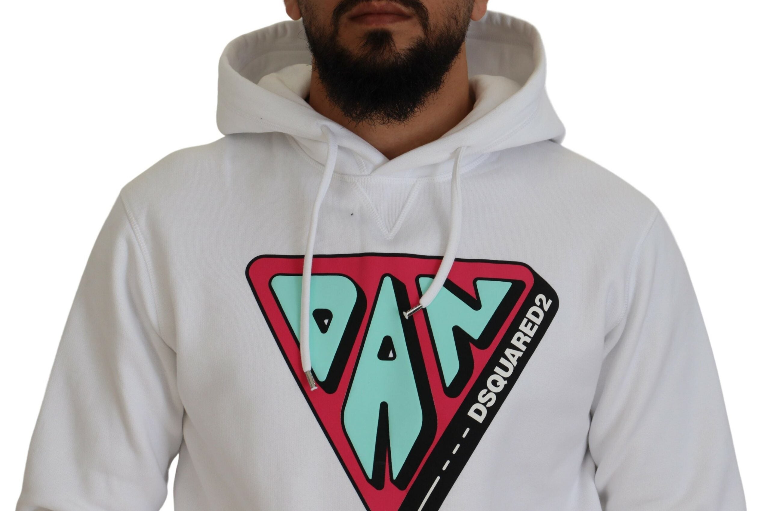 Witte katoenen hoodie met capuchon en print