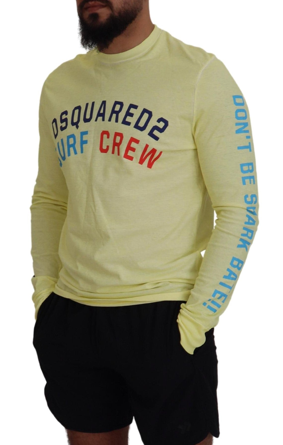 Geel kleurrijk print T-shirt met lange mouwen