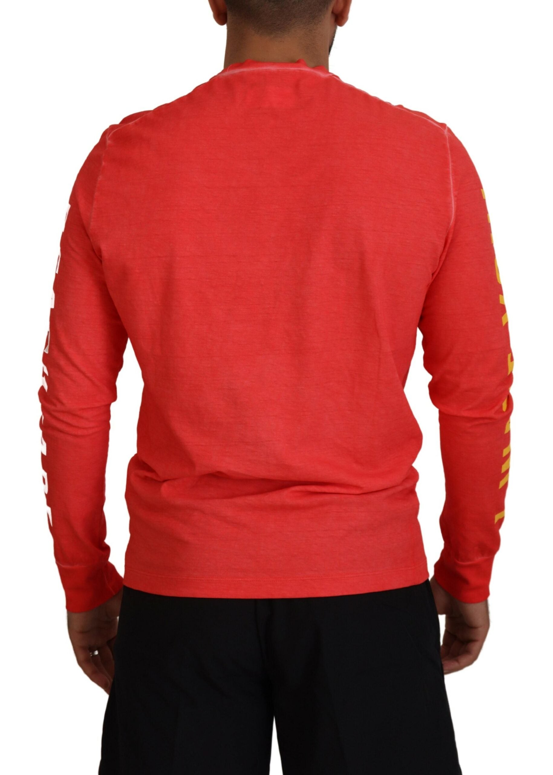Oranje kleurrijk print T-shirt met lange mouwen
