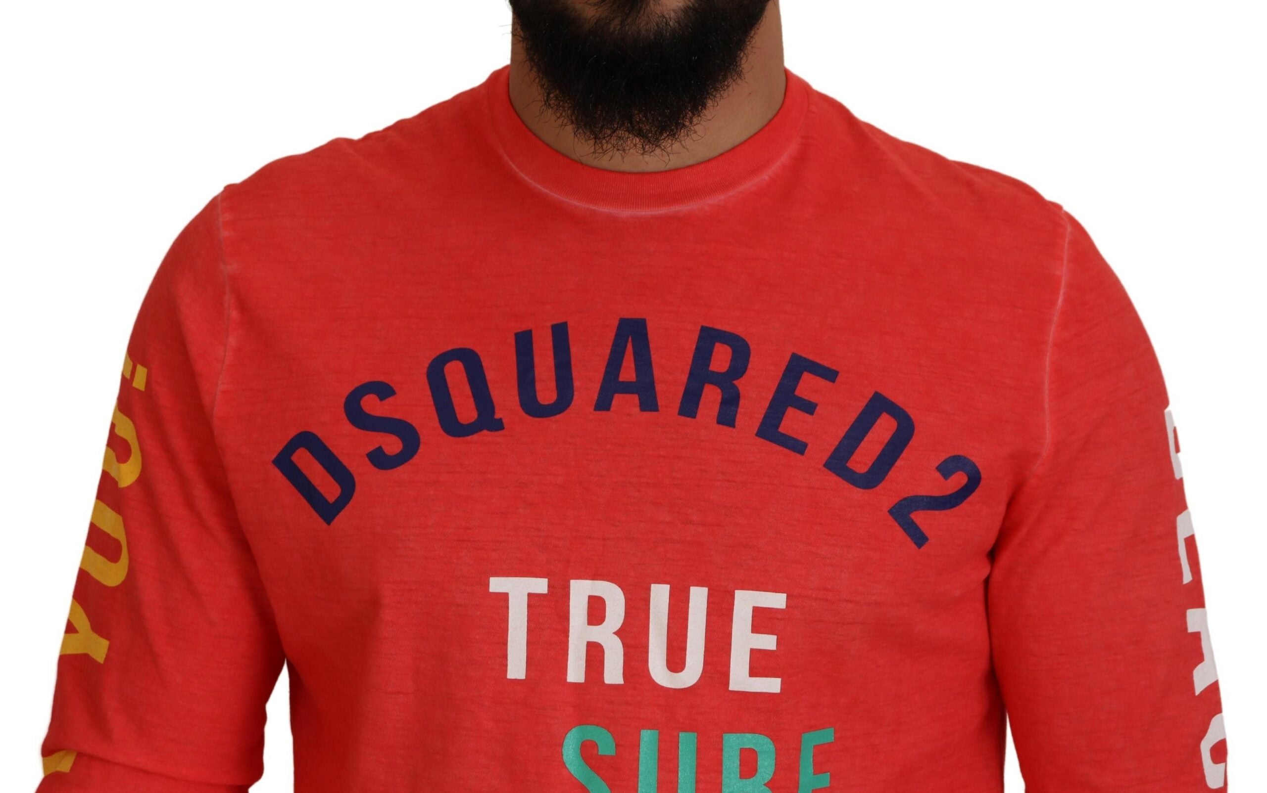 Oranje kleurrijk print T-shirt met lange mouwen