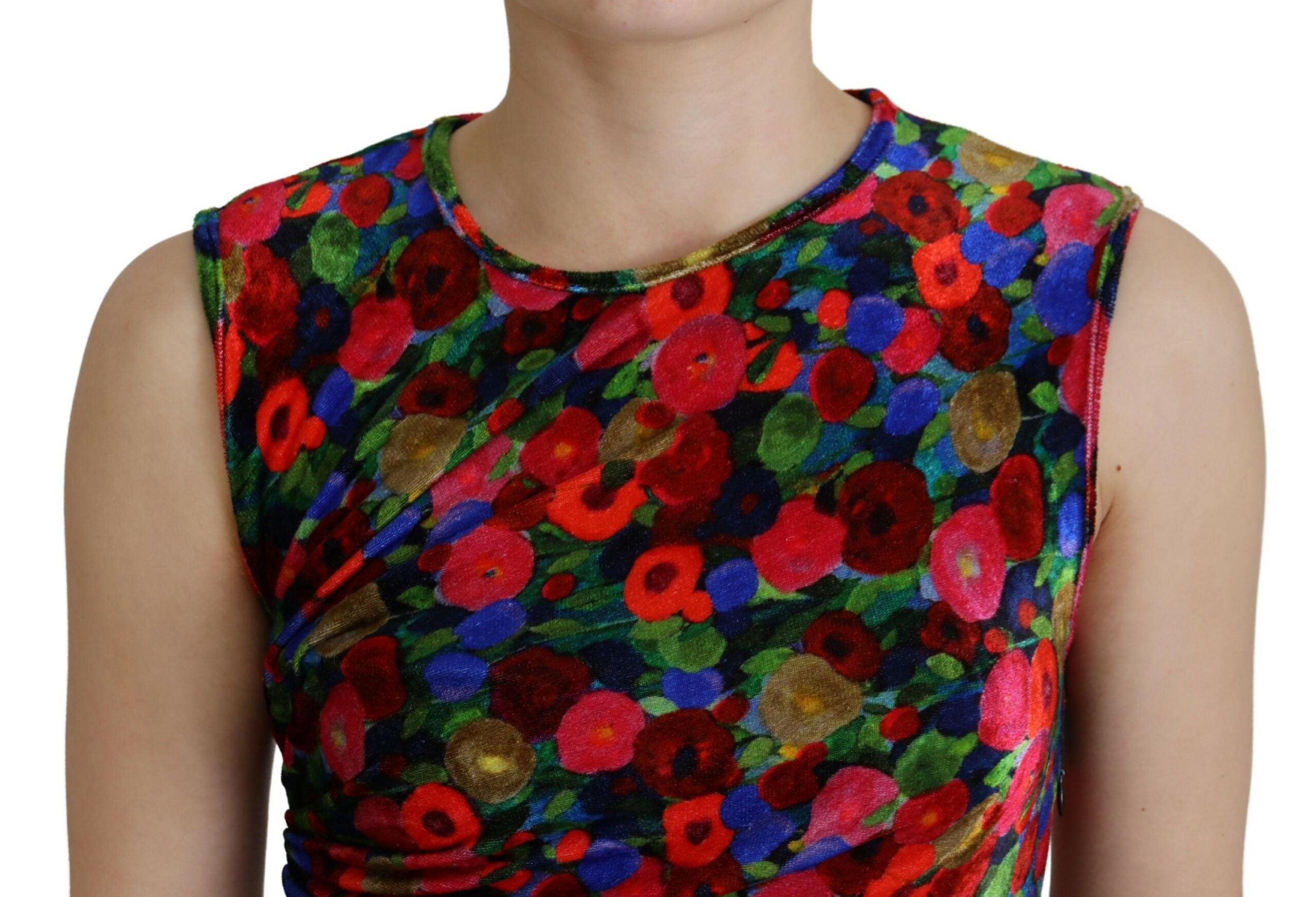 Veelkleurige bloemen bodycon gerimpelde maxi-jurk