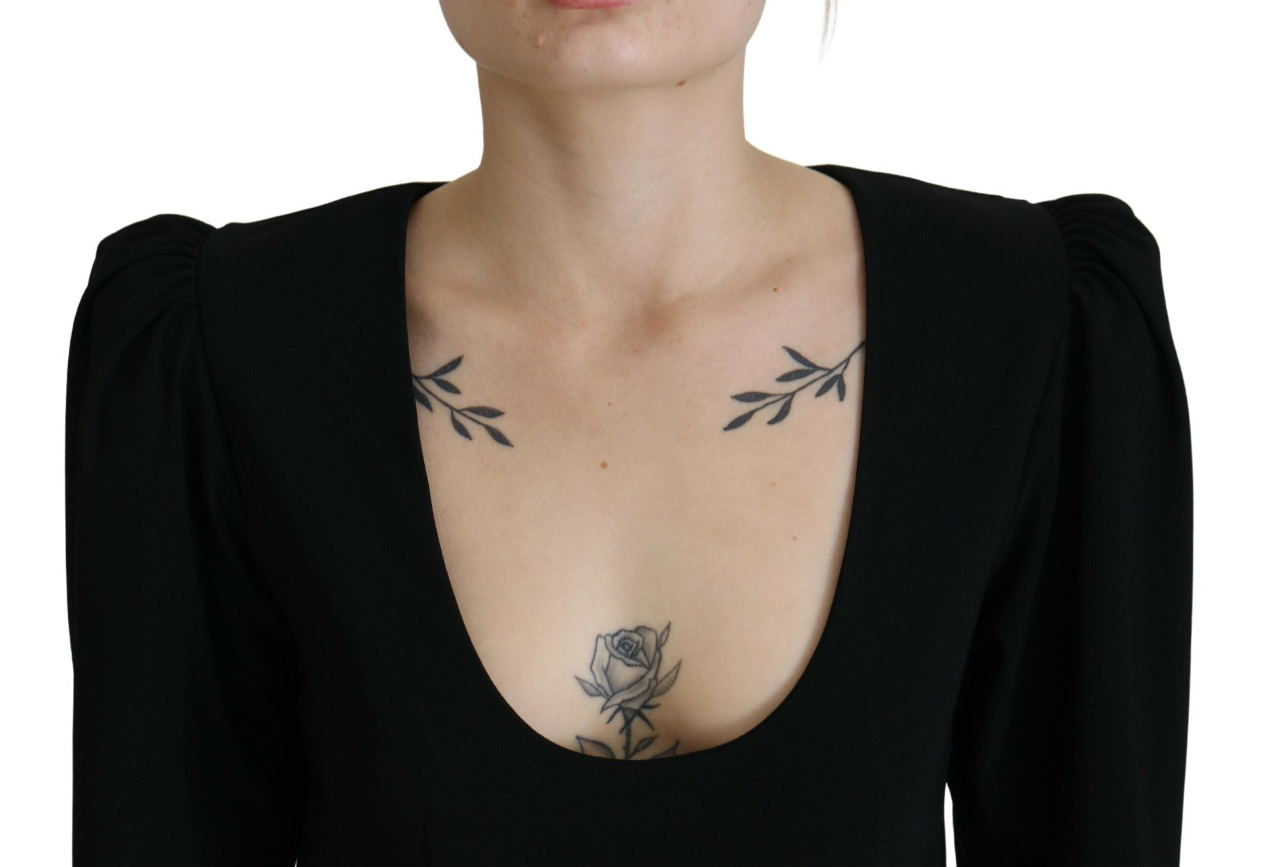 Zwarte polyester bodycon manteljurk met lange mouwen