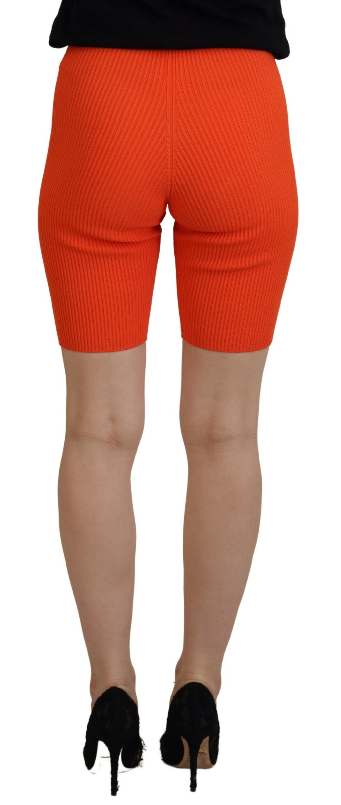 Oranje viscose mid waist slim fit bermuda shorts