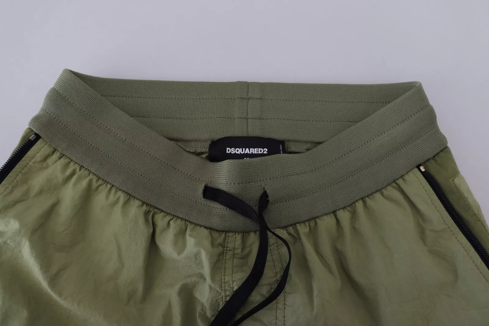 Groene katoenen shorts met trekkoord en middelhoge taille