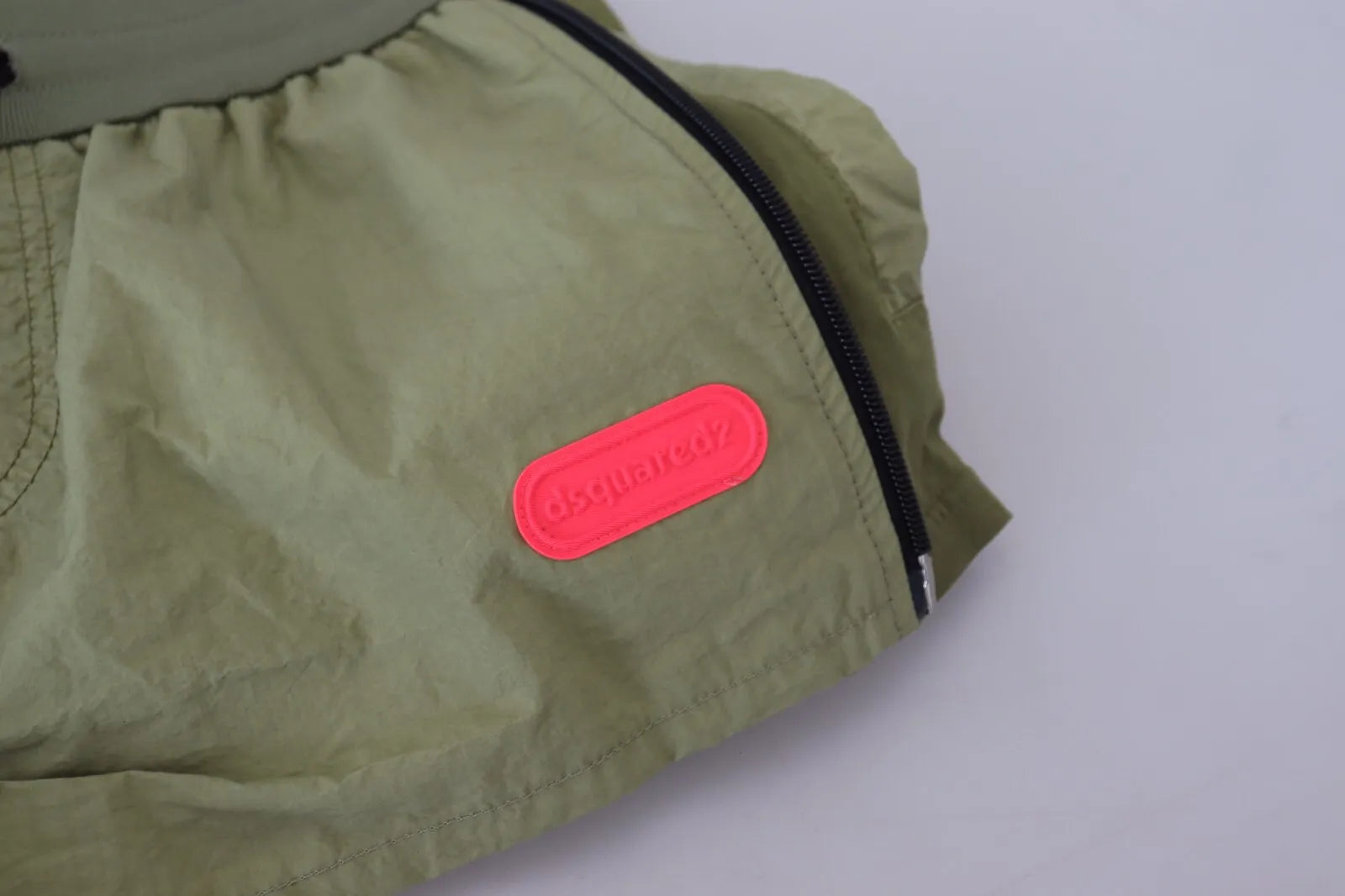Groene katoenen shorts met trekkoord en middelhoge taille