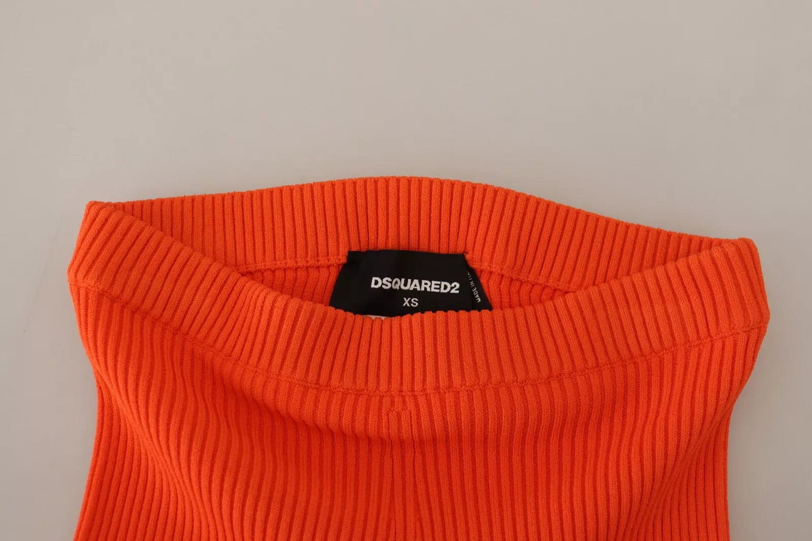 Oranje viscose mid waist slim fit bermuda shorts