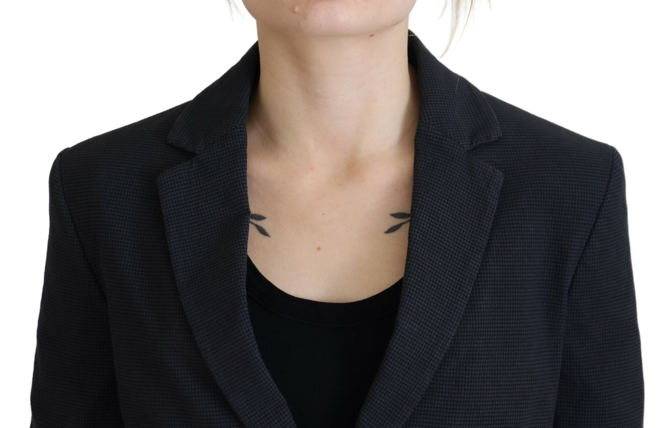 Zwarte katoenen cropped blazerjas met knopen