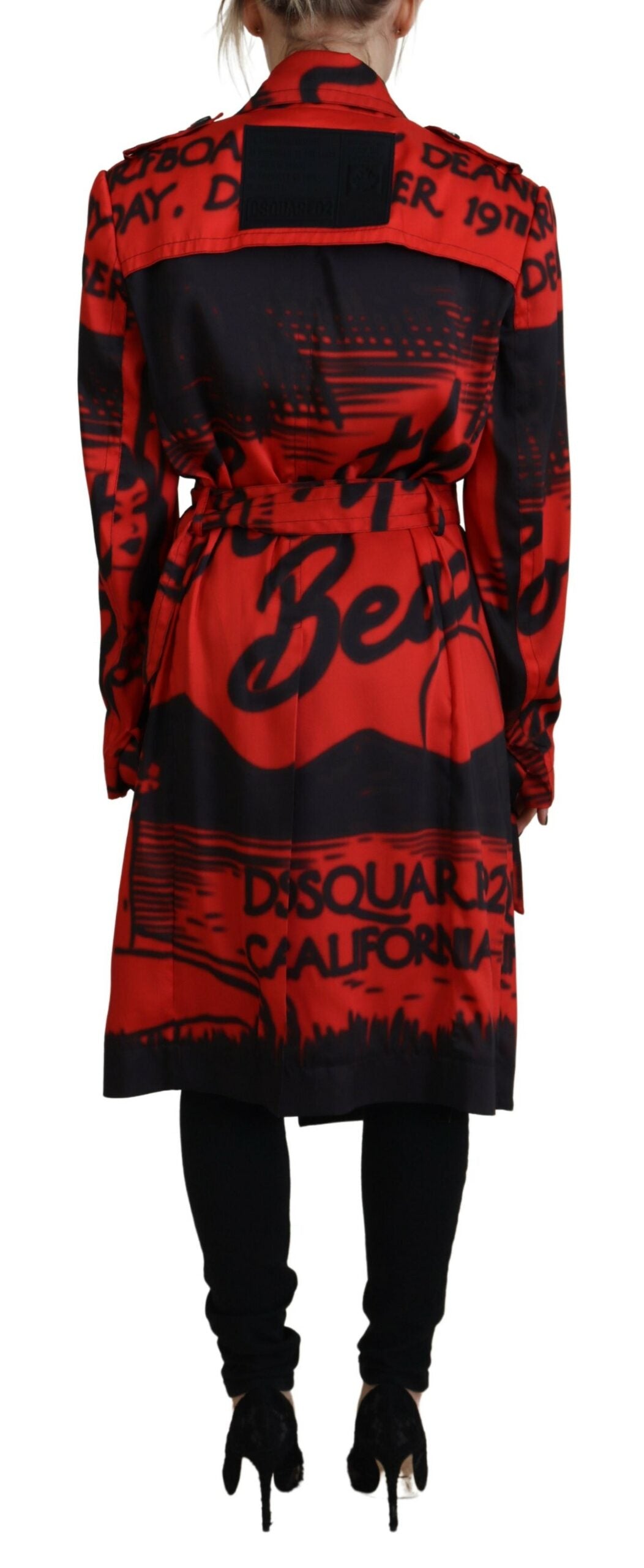 Rode Desigual jas met kraag en print